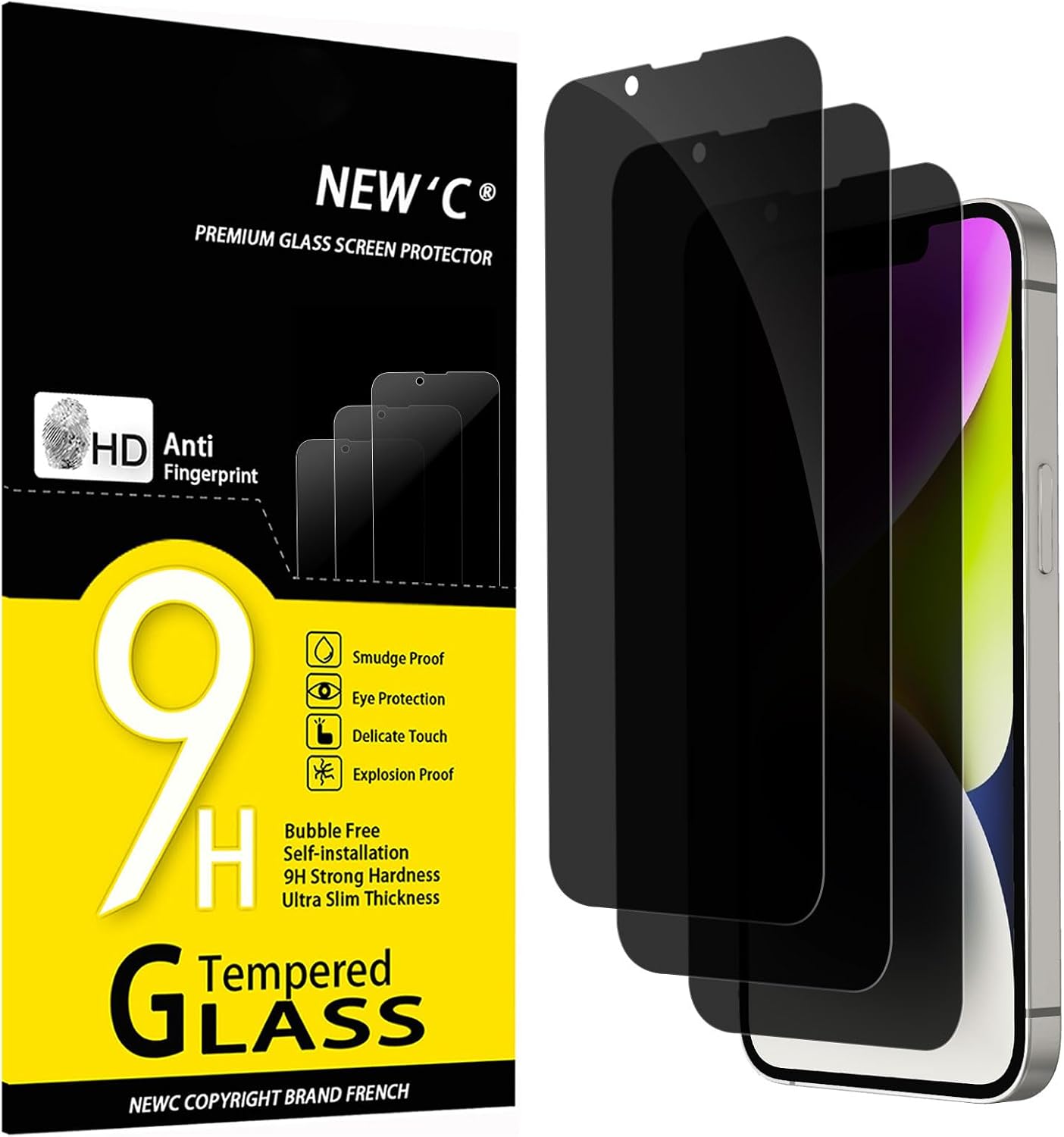 NEW'C Lot de 3, Verre Trempé pour iPhone 17, 17 Pro, iPhone 16 Pro (6,3″) Film en Protection écran efficace contre les Rayures - Ultra Résistant - HD Transparent - Outil d'installation facile inclus