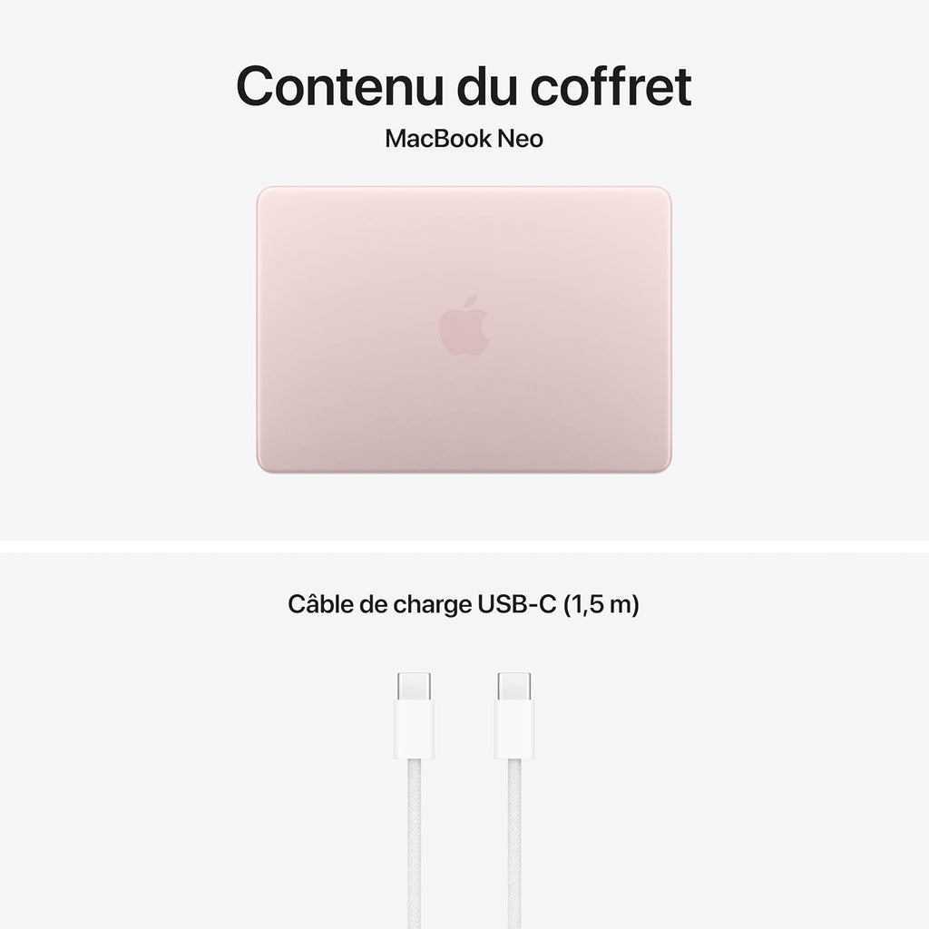 Apple MacBook Neo 13″ 2026 Portable avec Puce A18 Pro : Conçu pour l’IA et Apple Intelligence, écran Liquid Retina, mémoire unifiée 8 Go, SSD 256 Go, Caméra FaceTime HD 1080p ; Argent