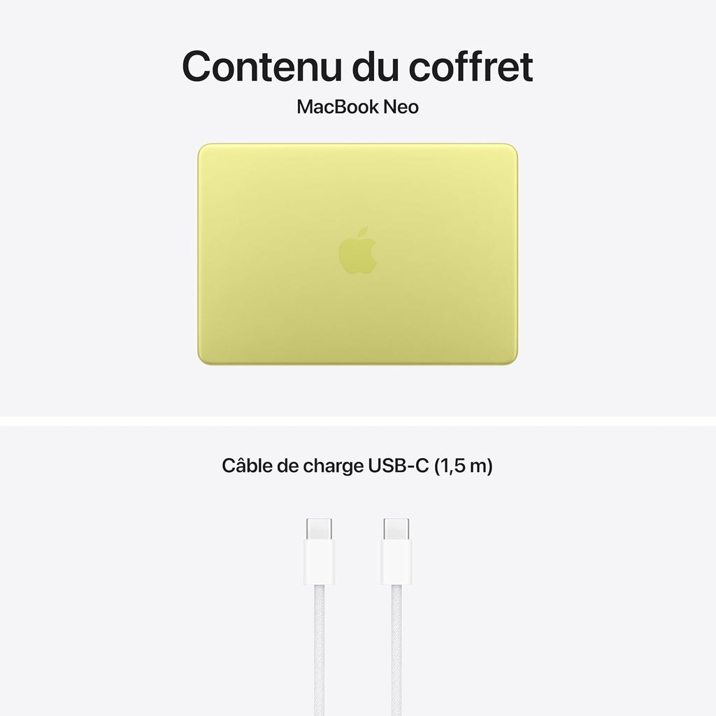 Apple MacBook Neo 13″ 2026 Portable avec Puce A18 Pro : Conçu pour l’IA et Apple Intelligence, écran Liquid Retina, mémoire unifiée 8 Go, SSD 256 Go, Caméra FaceTime HD 1080p ; Argent