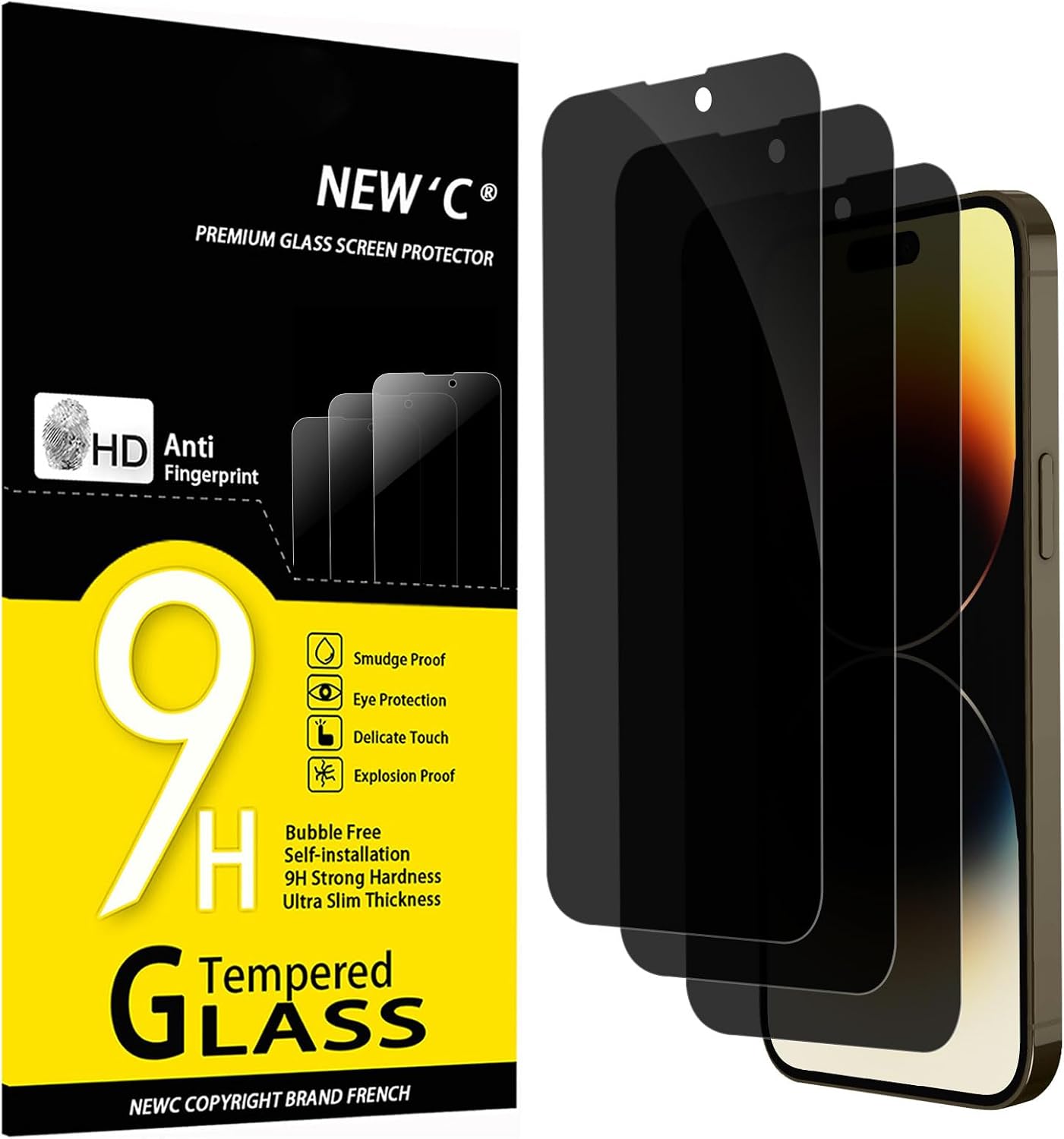 NEW'C Lot de 3, Verre Trempé pour iPhone 17, 17 Pro, iPhone 16 Pro (6,3″) Film en Protection écran efficace contre les Rayures - Ultra Résistant - HD Transparent - Outil d'installation facile inclus