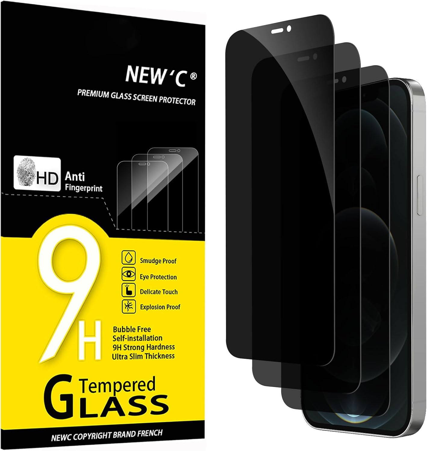 NEW'C Lot de 3, Verre Trempé pour iPhone 17, 17 Pro, iPhone 16 Pro (6,3″) Film en Protection écran efficace contre les Rayures - Ultra Résistant - HD Transparent - Outil d'installation facile inclus