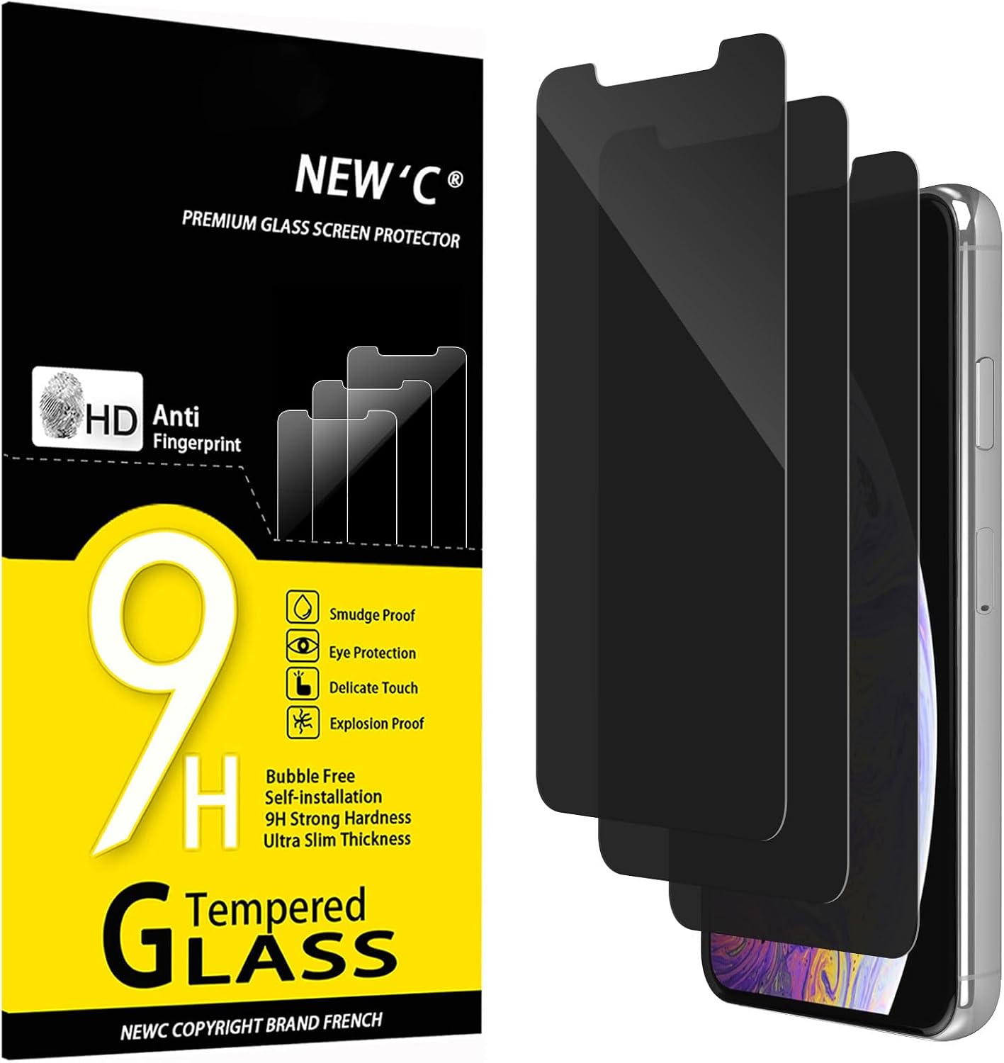 NEW'C Lot de 3, Verre Trempé pour iPhone 17, 17 Pro, iPhone 16 Pro (6,3″) Film en Protection écran efficace contre les Rayures - Ultra Résistant - HD Transparent - Outil d'installation facile inclus