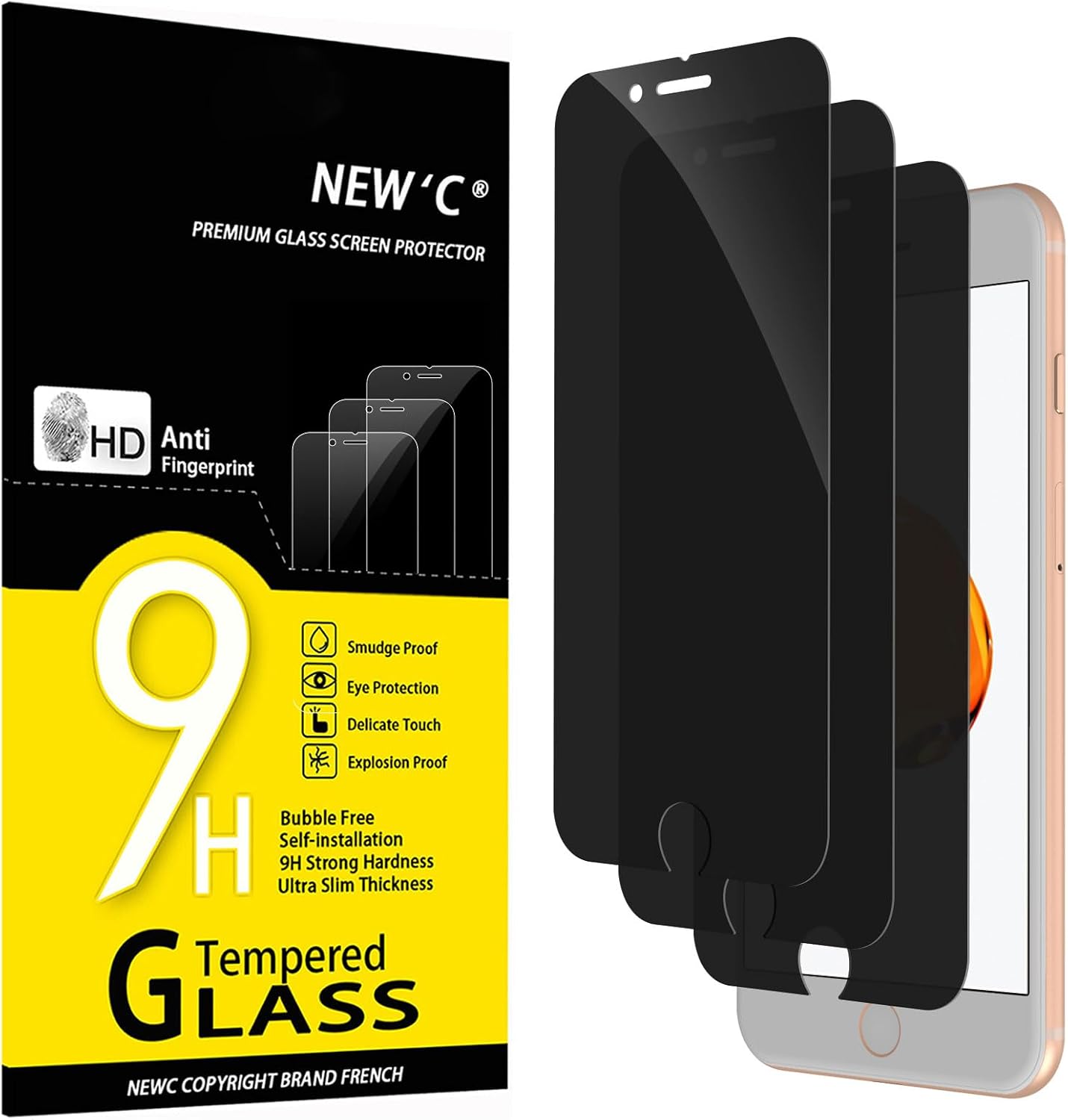 NEW'C Lot de 3, Verre Trempé pour iPhone 17, 17 Pro, iPhone 16 Pro (6,3″) Film en Protection écran efficace contre les Rayures - Ultra Résistant - HD Transparent - Outil d'installation facile inclus