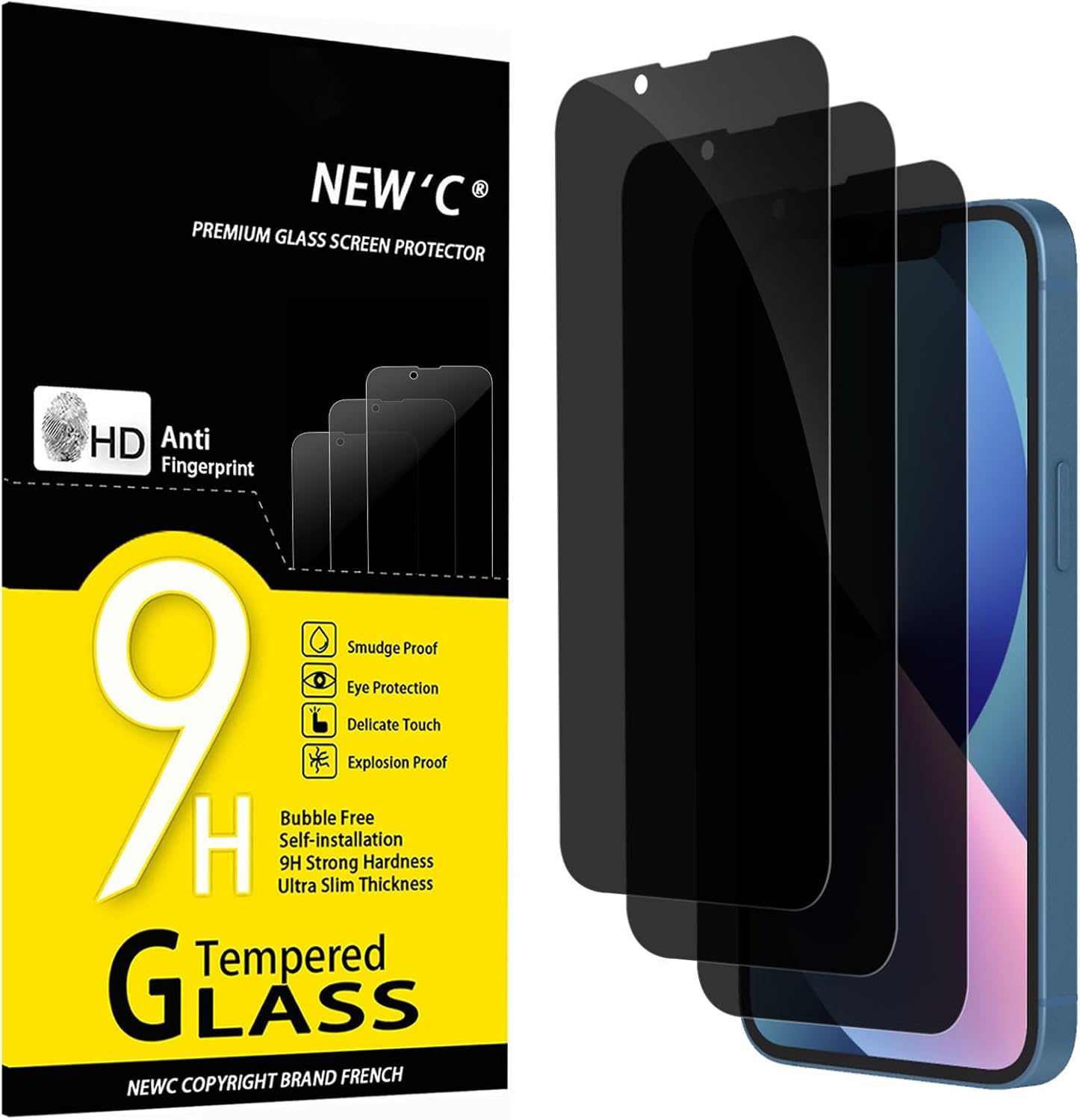 NEW'C Lot de 3, Verre Trempé pour iPhone 17, 17 Pro, iPhone 16 Pro (6,3″) Film en Protection écran efficace contre les Rayures - Ultra Résistant - HD Transparent - Outil d'installation facile inclus