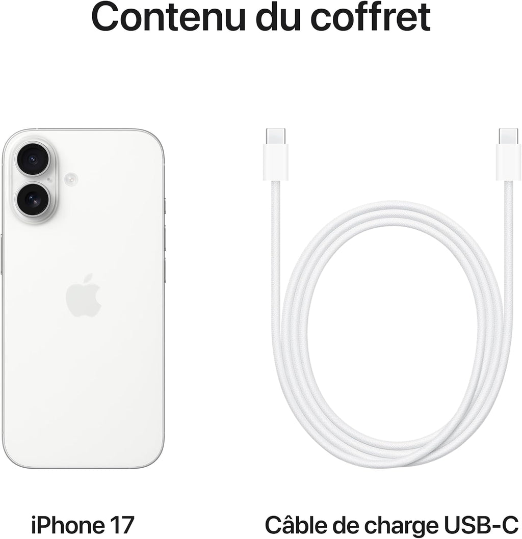 Apple iPhone 17 256 Go : Écran 6,3 pouces avec ProMotion, Puce A19, Caméra avant Center Stage, Meilleure résistance aux rayures, Autonomie d’une journée ; Sauge