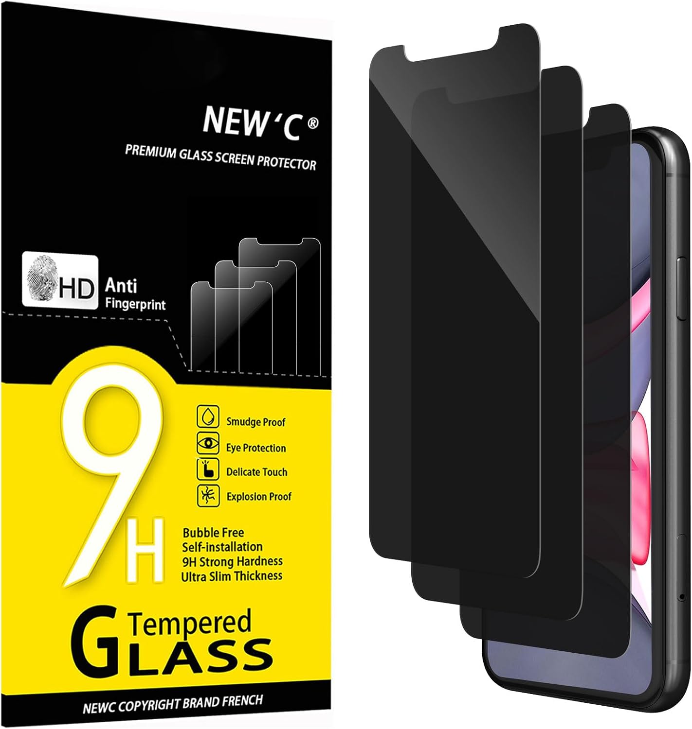 NEW'C Lot de 3, Verre Trempé pour iPhone 17, 17 Pro, iPhone 16 Pro (6,3″) Film en Protection écran efficace contre les Rayures - Ultra Résistant - HD Transparent - Outil d'installation facile inclus