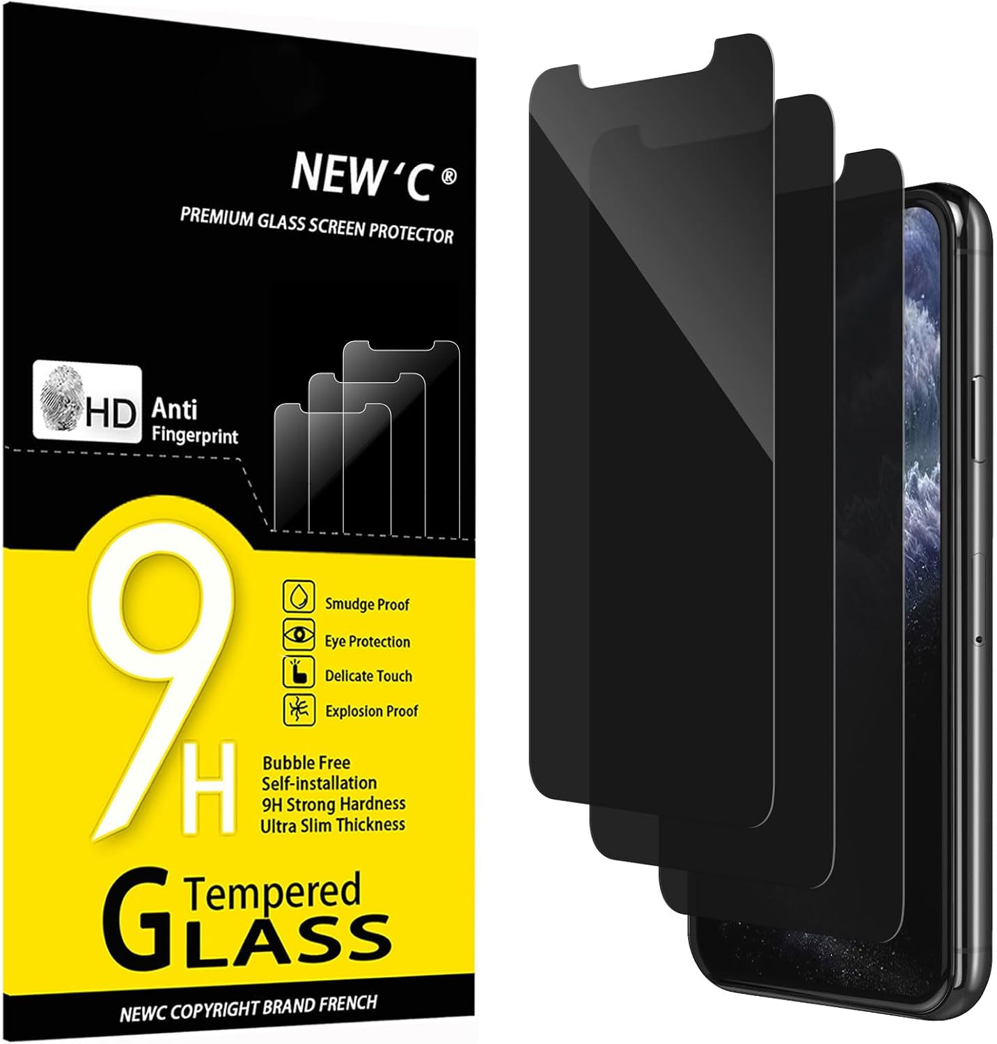 NEW'C Lot de 3, Verre Trempé pour iPhone 17, 17 Pro, iPhone 16 Pro (6,3″) Film en Protection écran efficace contre les Rayures - Ultra Résistant - HD Transparent - Outil d'installation facile inclus