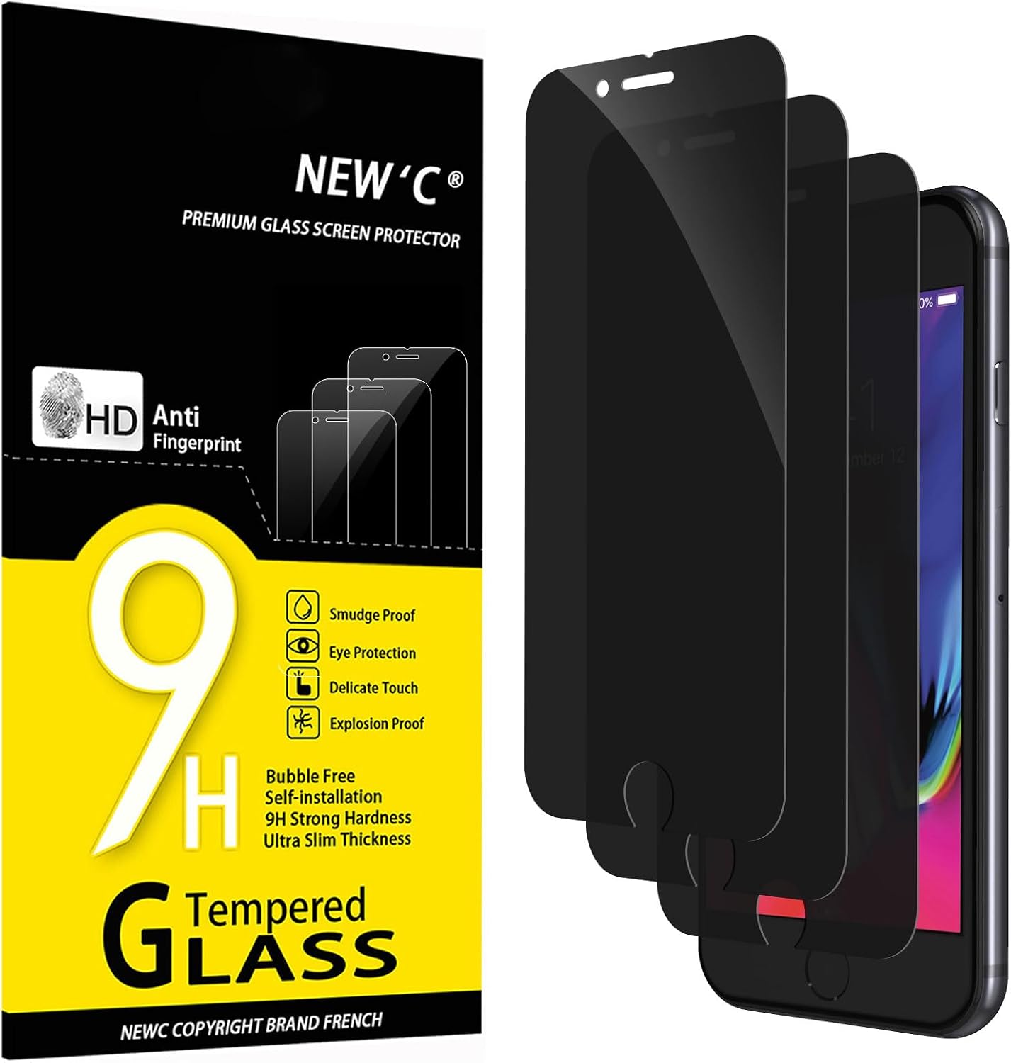 NEW'C Lot de 3, Verre Trempé pour iPhone 17, 17 Pro, iPhone 16 Pro (6,3″) Film en Protection écran efficace contre les Rayures - Ultra Résistant - HD Transparent - Outil d'installation facile inclus