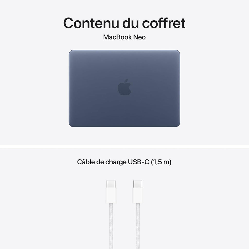 Apple MacBook Neo 13″ 2026 Portable avec Puce A18 Pro : Conçu pour l’IA et Apple Intelligence, écran Liquid Retina, mémoire unifiée 8 Go, SSD 256 Go, Caméra FaceTime HD 1080p ; Argent