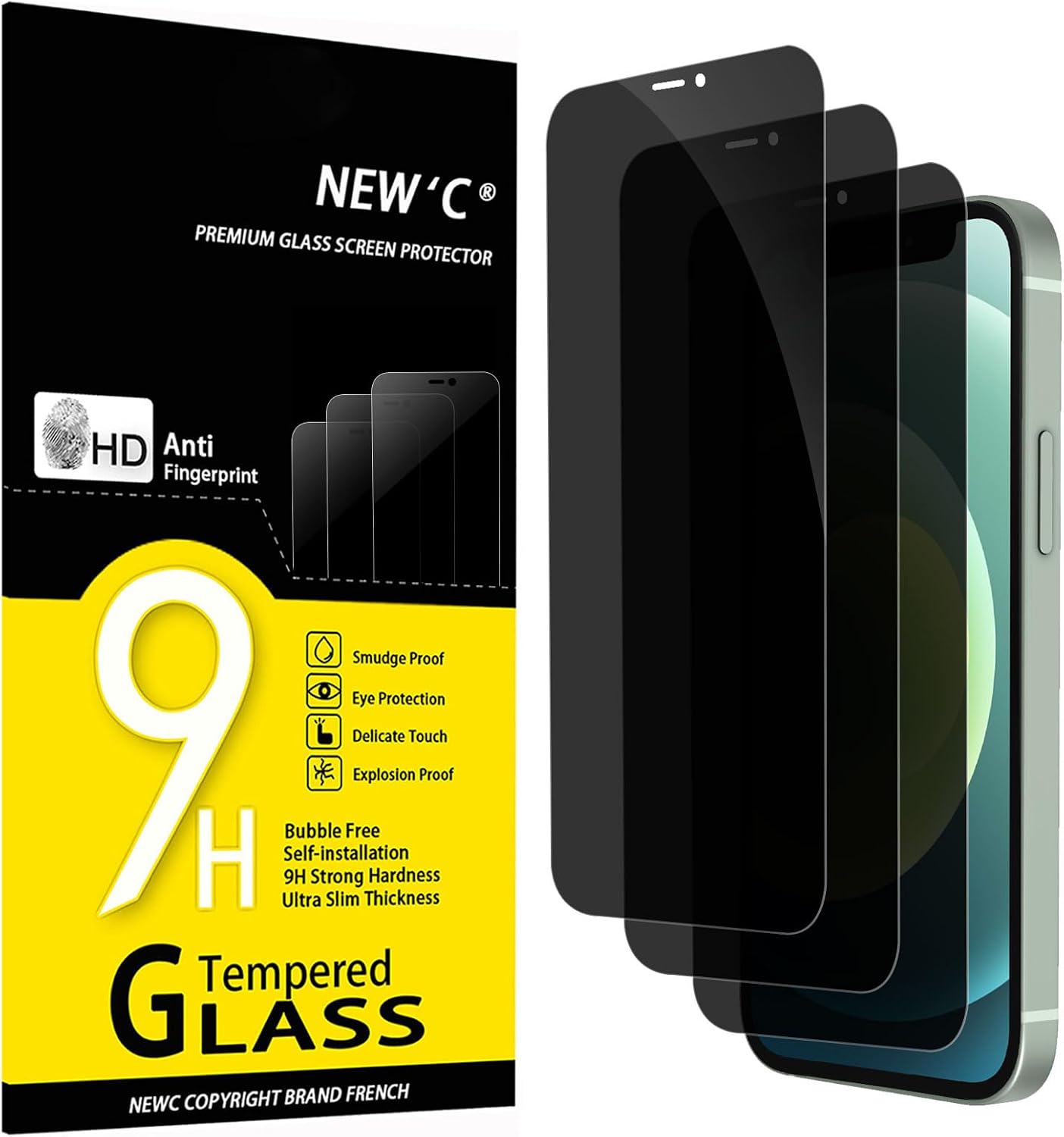 NEW'C Lot de 3, Verre Trempé pour iPhone 17, 17 Pro, iPhone 16 Pro (6,3″) Film en Protection écran efficace contre les Rayures - Ultra Résistant - HD Transparent - Outil d'installation facile inclus