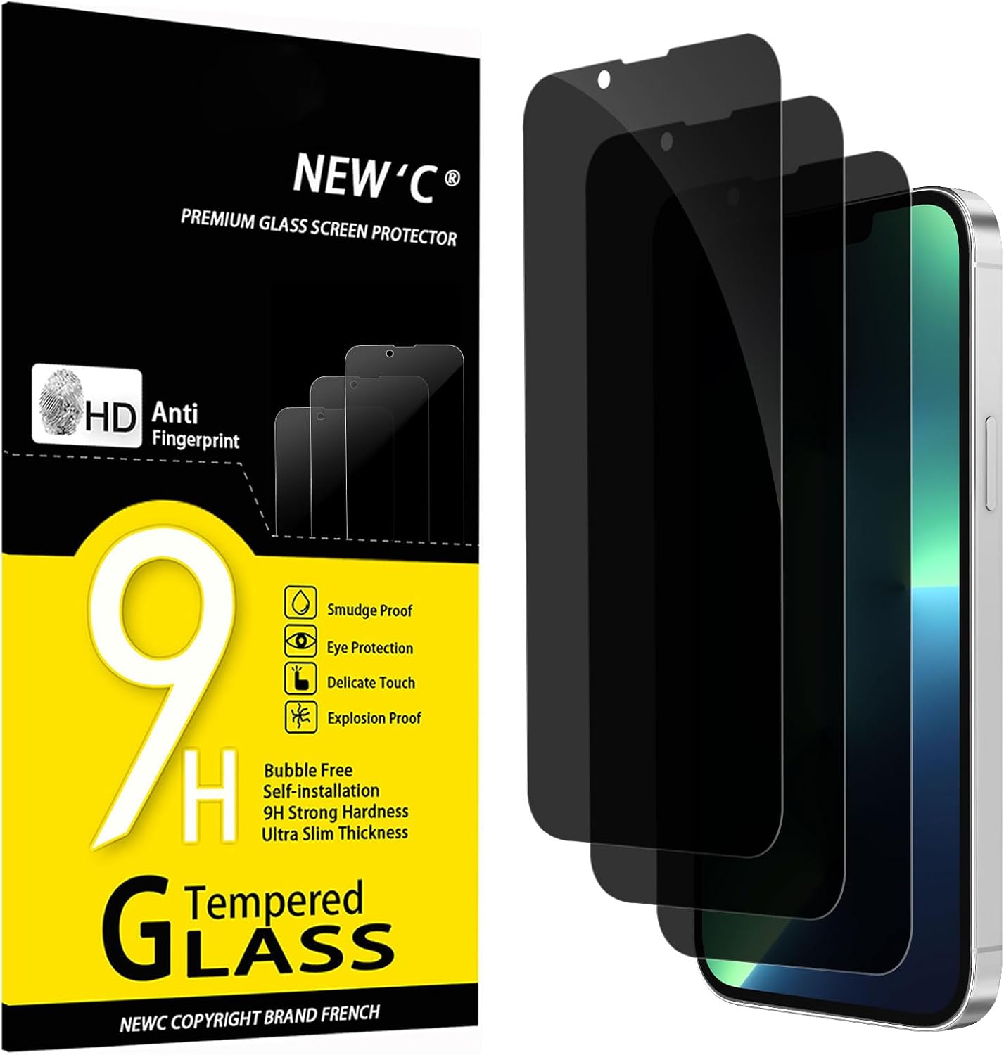 NEW'C Lot de 3, Verre Trempé pour iPhone 17, 17 Pro, iPhone 16 Pro (6,3″) Film en Protection écran efficace contre les Rayures - Ultra Résistant - HD Transparent - Outil d'installation facile inclus