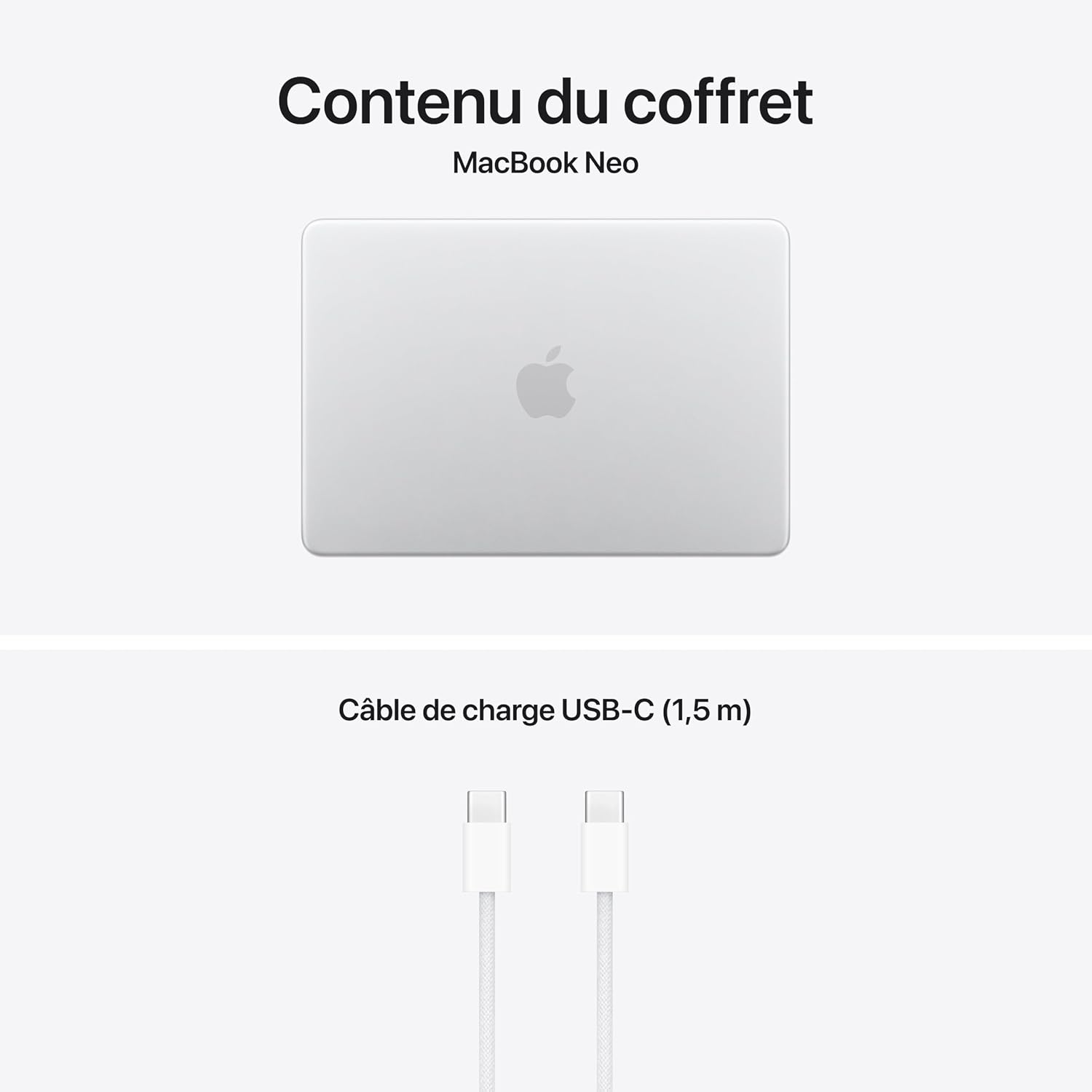 Apple MacBook Neo 13″ 2026 Portable avec Puce A18 Pro : Conçu pour l’IA et Apple Intelligence, écran Liquid Retina, mémoire unifiée 8 Go, SSD 256 Go, Caméra FaceTime HD 1080p ; Argent
