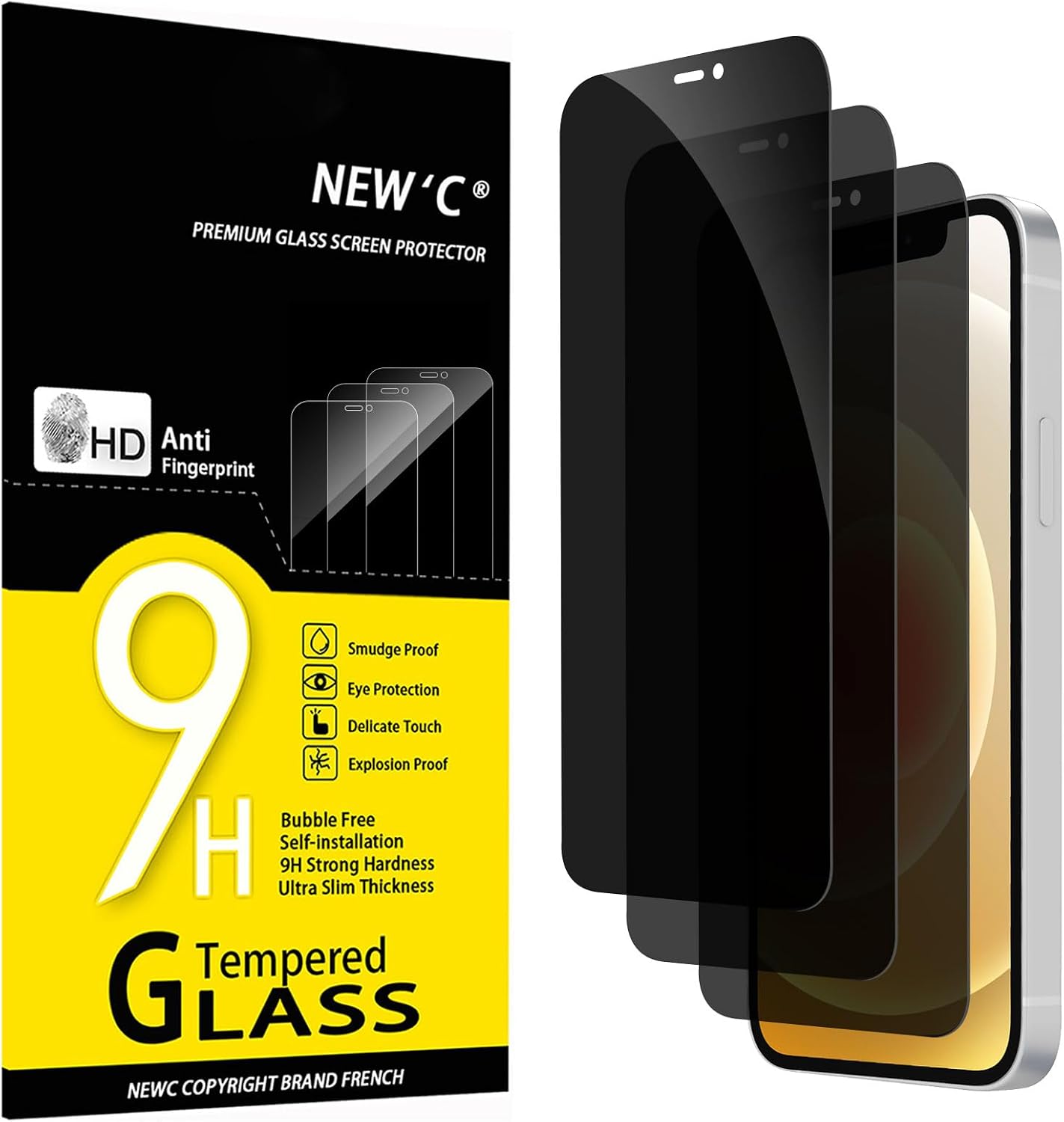 NEW'C Lot de 3, Verre Trempé pour iPhone 17, 17 Pro, iPhone 16 Pro (6,3″) Film en Protection écran efficace contre les Rayures - Ultra Résistant - HD Transparent - Outil d'installation facile inclus