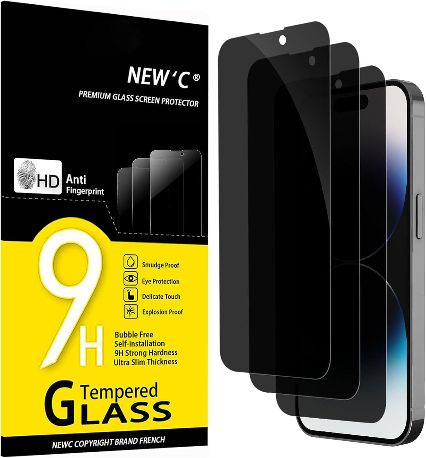 NEW'C Lot de 3, Verre Trempé pour iPhone 17, 17 Pro, iPhone 16 Pro (6,3″) Film en Protection écran efficace contre les Rayures - Ultra Résistant - HD Transparent - Outil d'installation facile inclus
