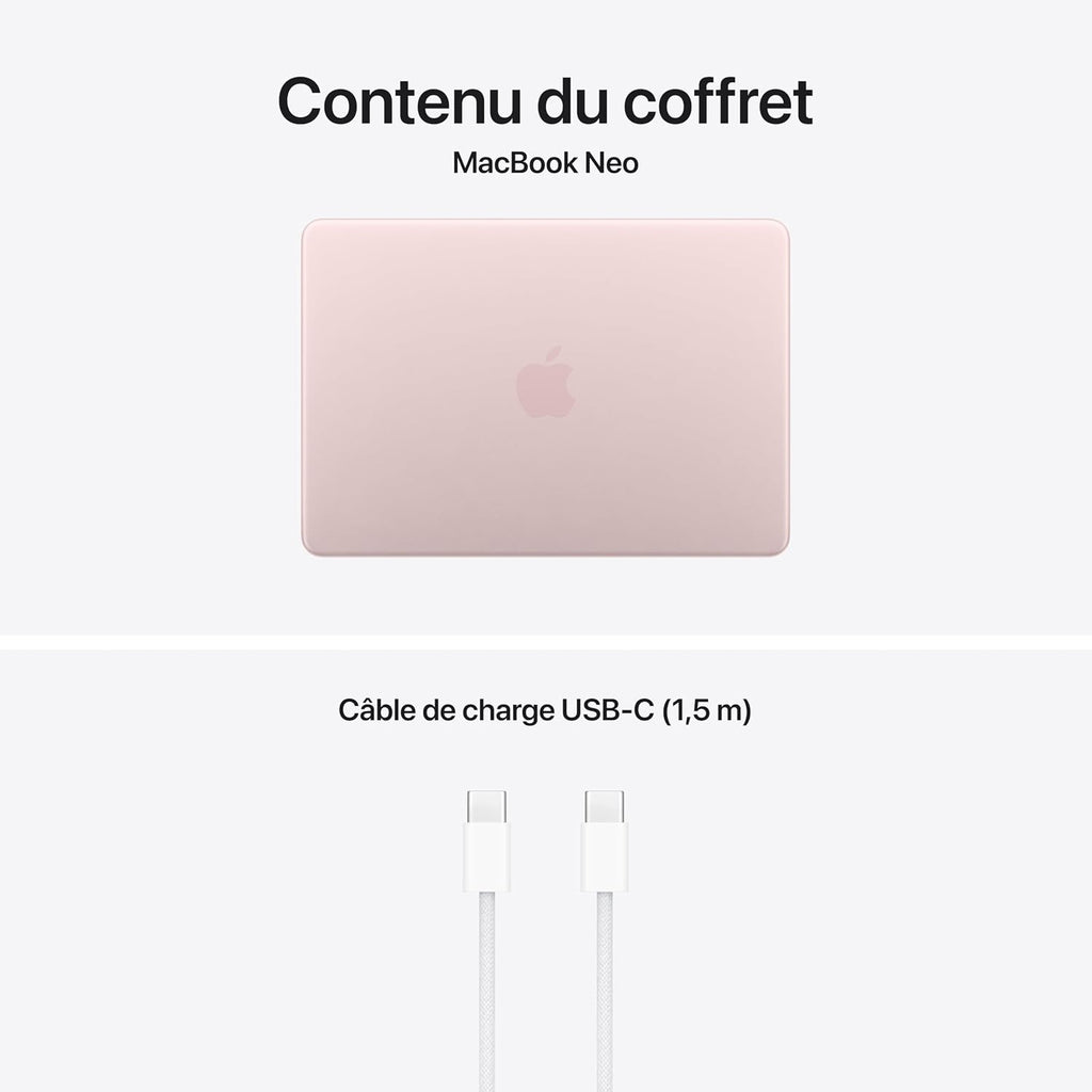 Apple MacBook Neo 13″ 2026 Portable avec Puce A18 Pro : Conçu pour l’IA et Apple Intelligence, écran Liquid Retina, mémoire unifiée 8 Go, SSD 256 Go, Caméra FaceTime HD 1080p ; Argent