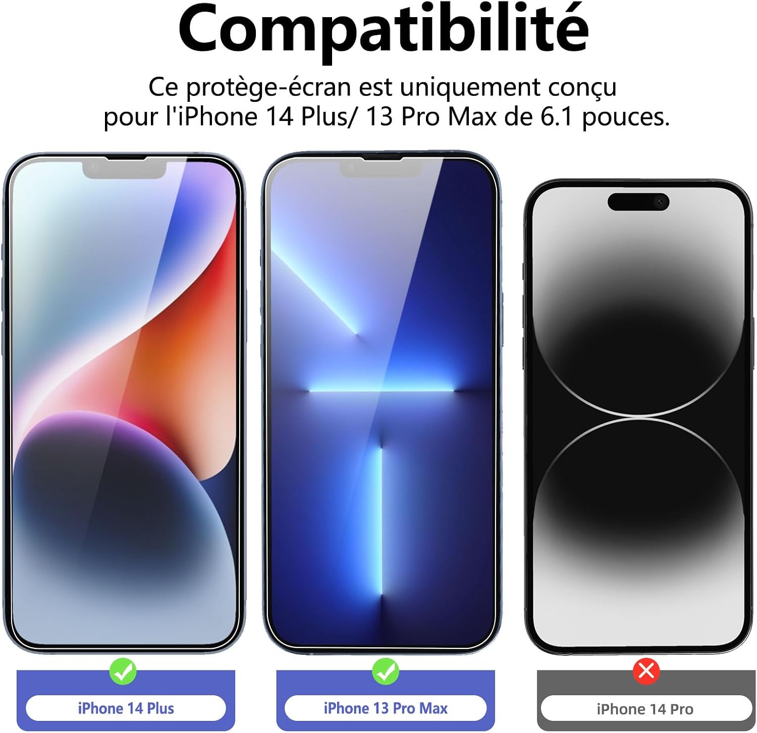 NEW'C Lot de 3, Verre Trempé pour iPhone 17, 17 Pro, iPhone 16 Pro (6,3″) Film en Protection écran efficace contre les Rayures - Ultra Résistant - HD Transparent - Outil d'installation facile inclus