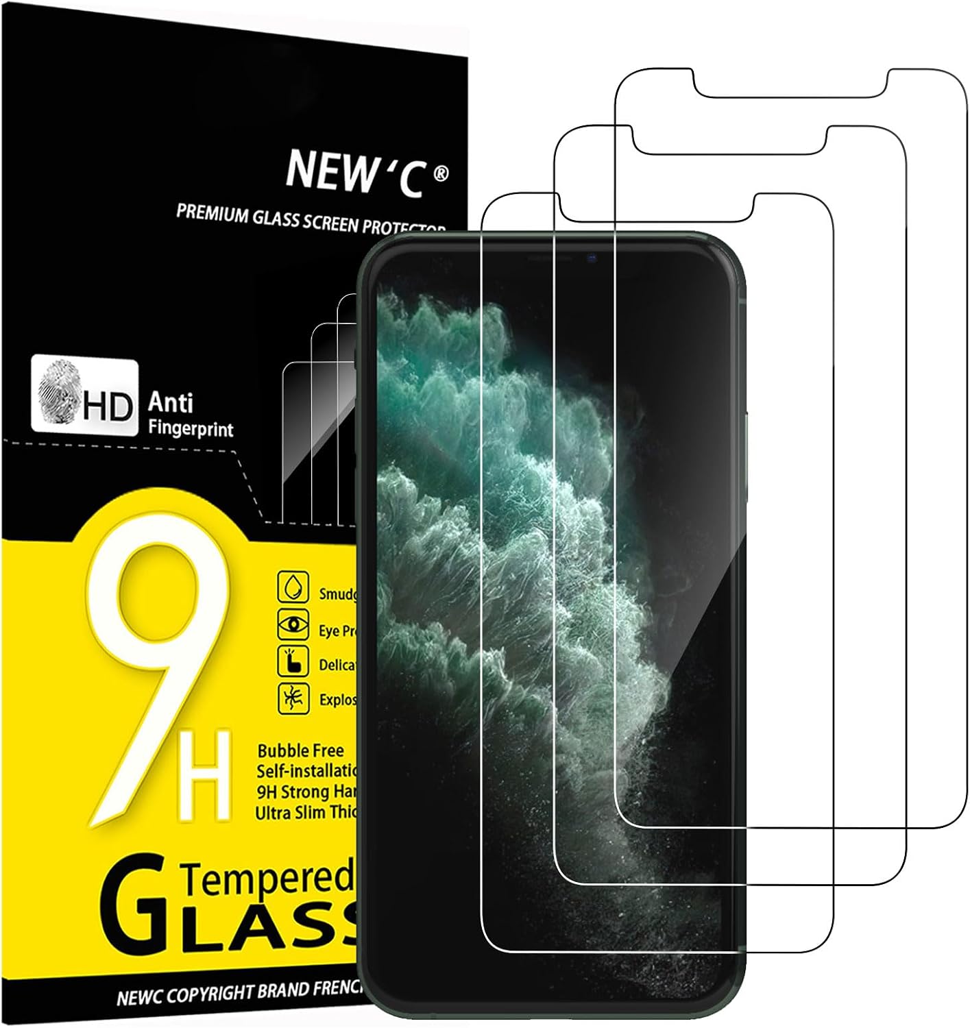 NEW'C Lot de 3, Verre Trempé pour iPhone 17, 17 Pro, iPhone 16 Pro (6,3″) Film en Protection écran efficace contre les Rayures - Ultra Résistant - HD Transparent - Outil d'installation facile inclus