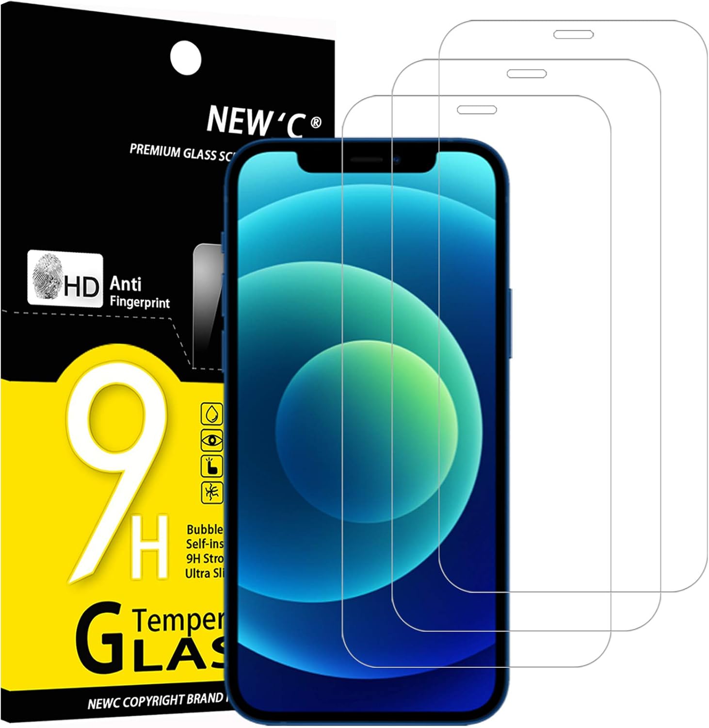 NEW'C Lot de 3, Verre Trempé pour iPhone 17, 17 Pro, iPhone 16 Pro (6,3″) Film en Protection écran efficace contre les Rayures - Ultra Résistant - HD Transparent - Outil d'installation facile inclus