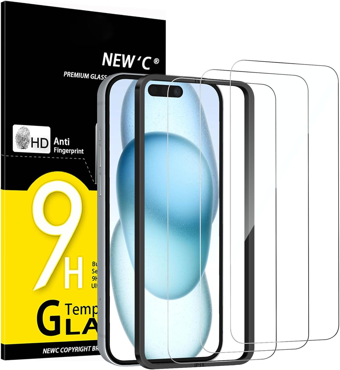 NEW'C Lot de 3, Verre Trempé pour iPhone 17, 17 Pro, iPhone 16 Pro (6,3″) Film en Protection écran efficace contre les Rayures - Ultra Résistant - HD Transparent - Outil d'installation facile inclus