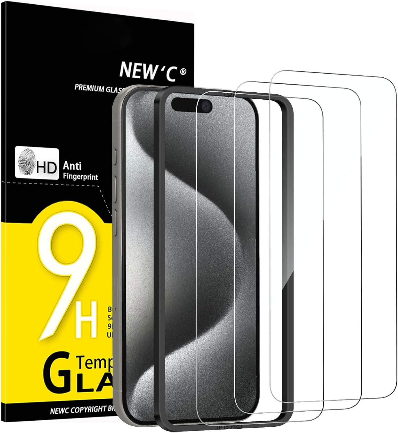 NEW'C Lot de 3, Verre Trempé pour iPhone 17, 17 Pro, iPhone 16 Pro (6,3″) Film en Protection écran efficace contre les Rayures - Ultra Résistant - HD Transparent - Outil d'installation facile inclus