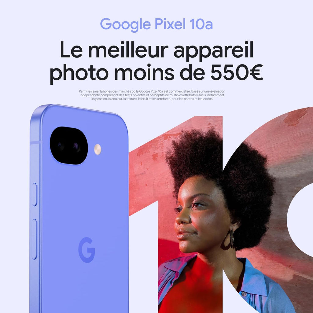 Google Pixel 10a – Sept Ans de mises à Jour et de Nouvelles fonctionnalités, Plus de 30 Heures d'autonomie, Coach Photo, Gemini Live, Sécurité Pixel – Noir Volcanique, 128GB