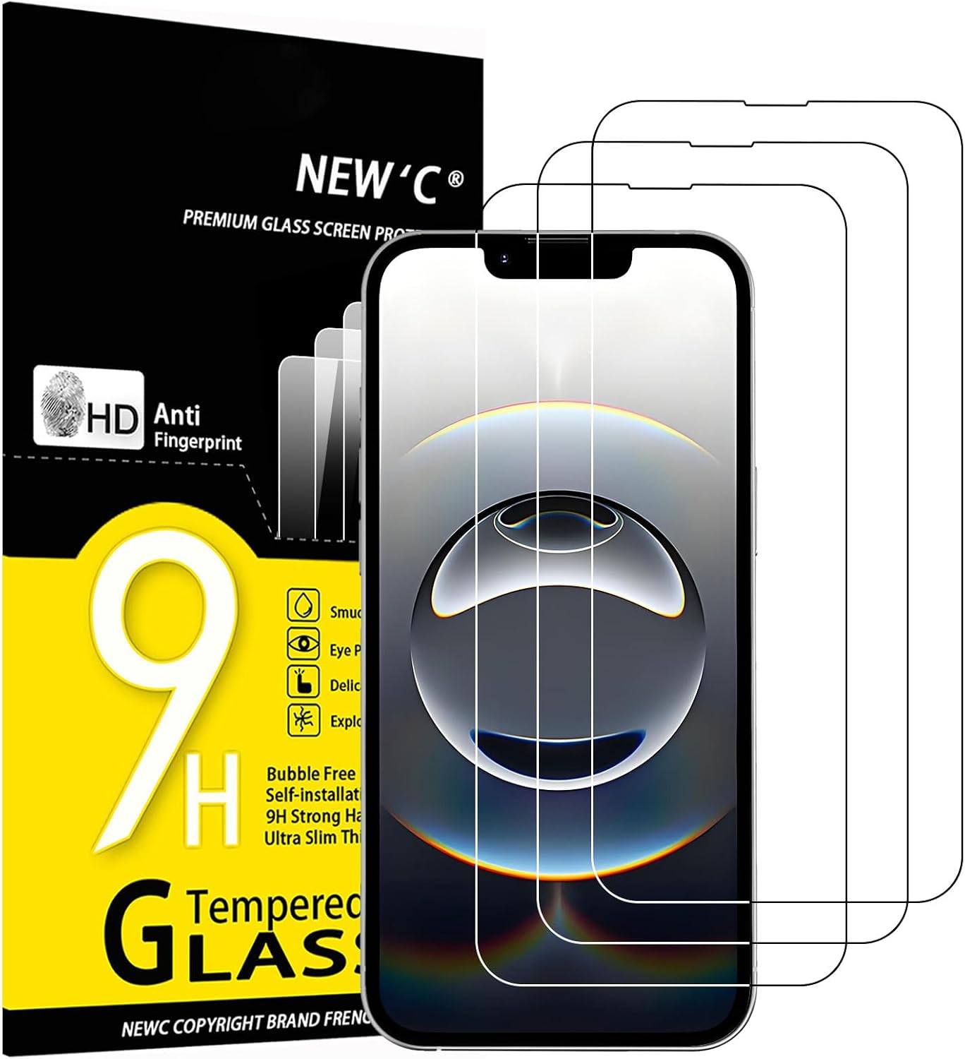 NEW'C Lot de 3, Verre Trempé pour iPhone 17, 17 Pro, iPhone 16 Pro (6,3″) Film en Protection écran efficace contre les Rayures - Ultra Résistant - HD Transparent - Outil d'installation facile inclus