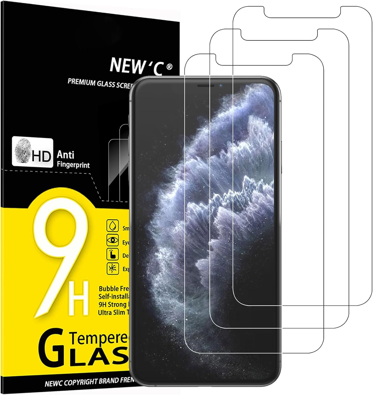 NEW'C Lot de 3, Verre Trempé pour iPhone 17, 17 Pro, iPhone 16 Pro (6,3″) Film en Protection écran efficace contre les Rayures - Ultra Résistant - HD Transparent - Outil d'installation facile inclus