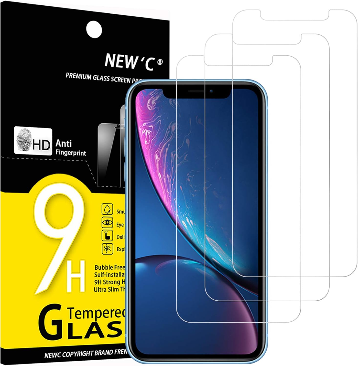 NEW'C Lot de 3, Verre Trempé pour iPhone 17, 17 Pro, iPhone 16 Pro (6,3″) Film en Protection écran efficace contre les Rayures - Ultra Résistant - HD Transparent - Outil d'installation facile inclus