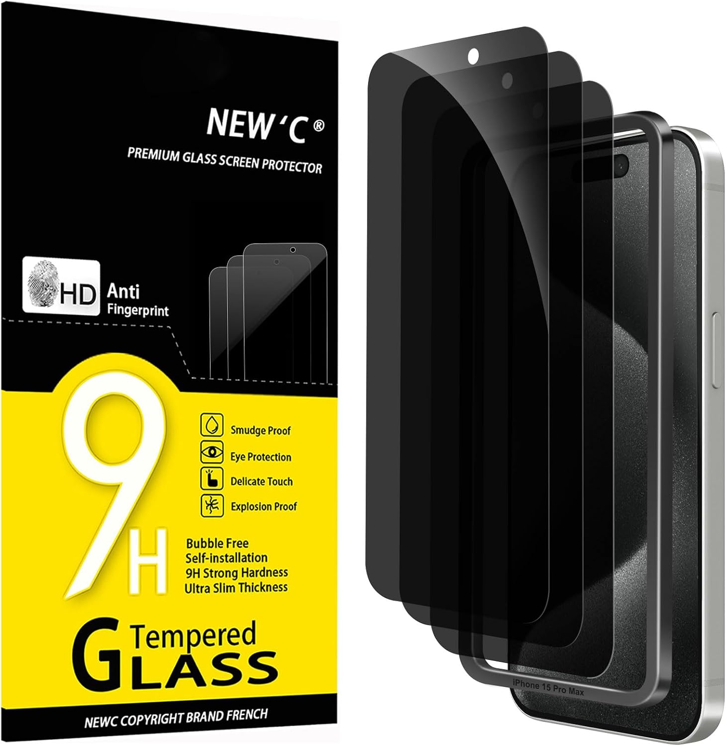 NEW'C Lot de 3, Verre Trempé pour iPhone 17, 17 Pro, iPhone 16 Pro (6,3″) Film en Protection écran efficace contre les Rayures - Ultra Résistant - HD Transparent - Outil d'installation facile inclus