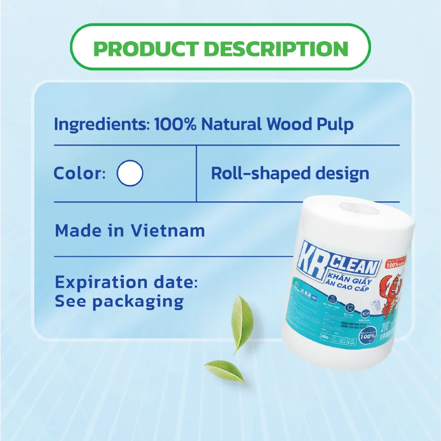 Krclean Eco-Friendly Disposable Dinner Napkins 1 Ply Bag Style Made Sustainable Materials for Restaurants Catering Hospitality
