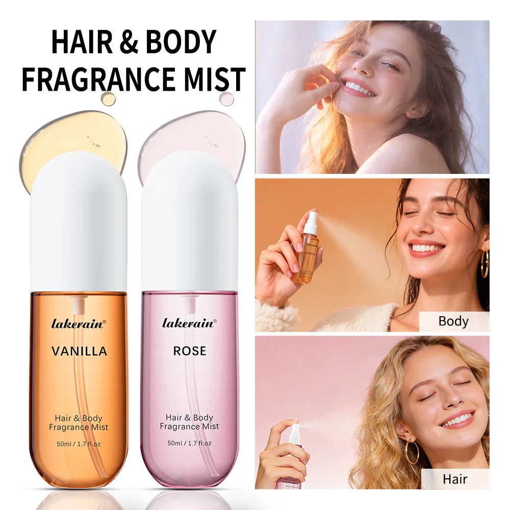 Parfum pour Homme Femme à utiliser pour la peau, le corps et les cheveux - Brume parfumée de luxe longue durée Collection de parfums Vanille et Rose