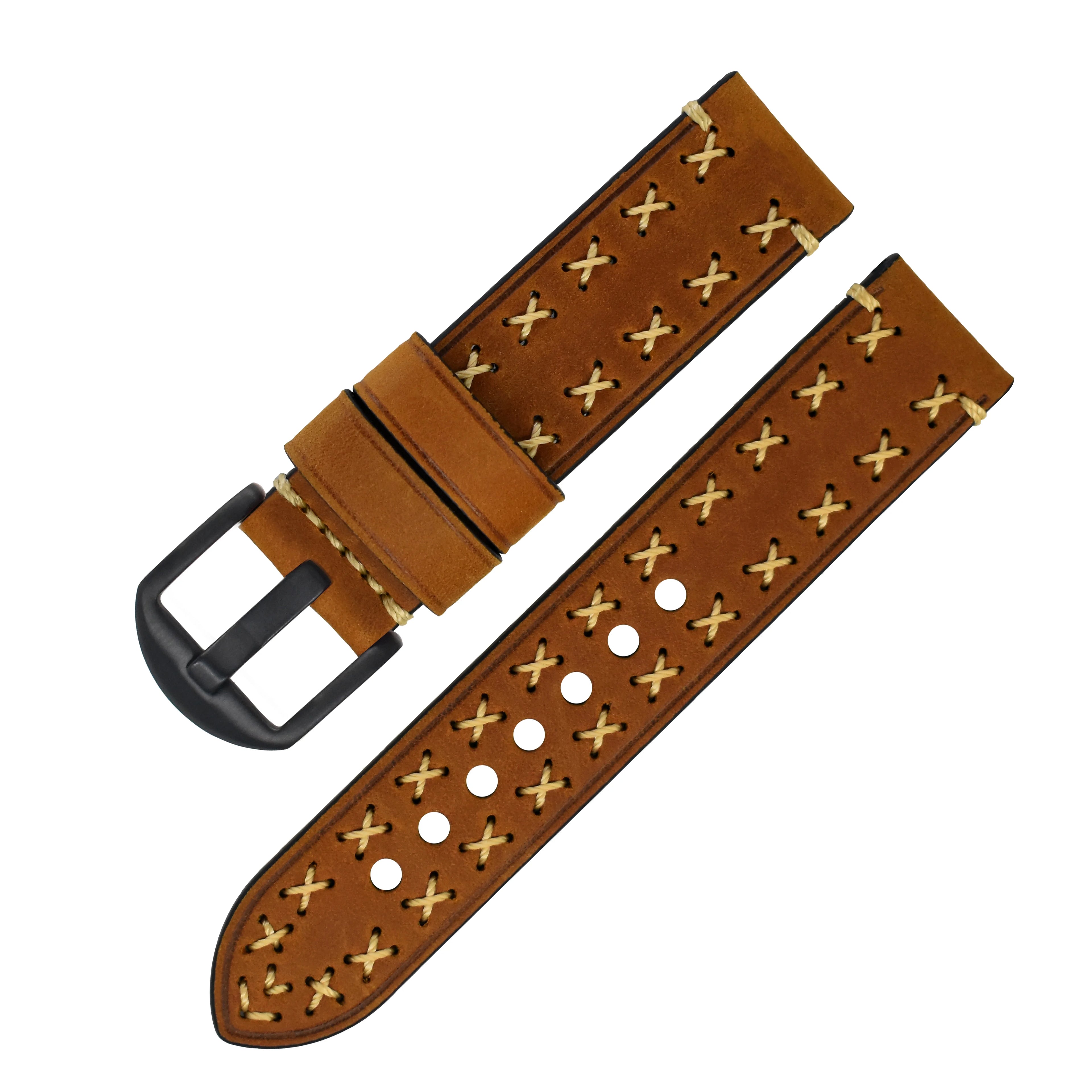 Unique Fashion 20mm 22mm 24mm 26mm Stainless Steel Buckle Genuine Leather Watch Strap Real Leather Watch Band Handmade