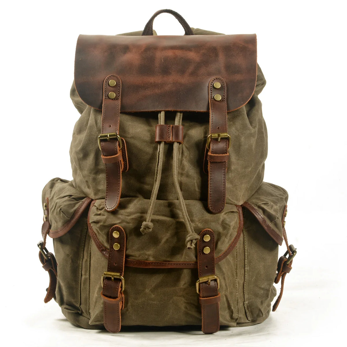 Vintage Batik Canvas Backpack Drawstring Men's Casual Bag Trend Travel Backpack Large Capacity Hiking Rucksack