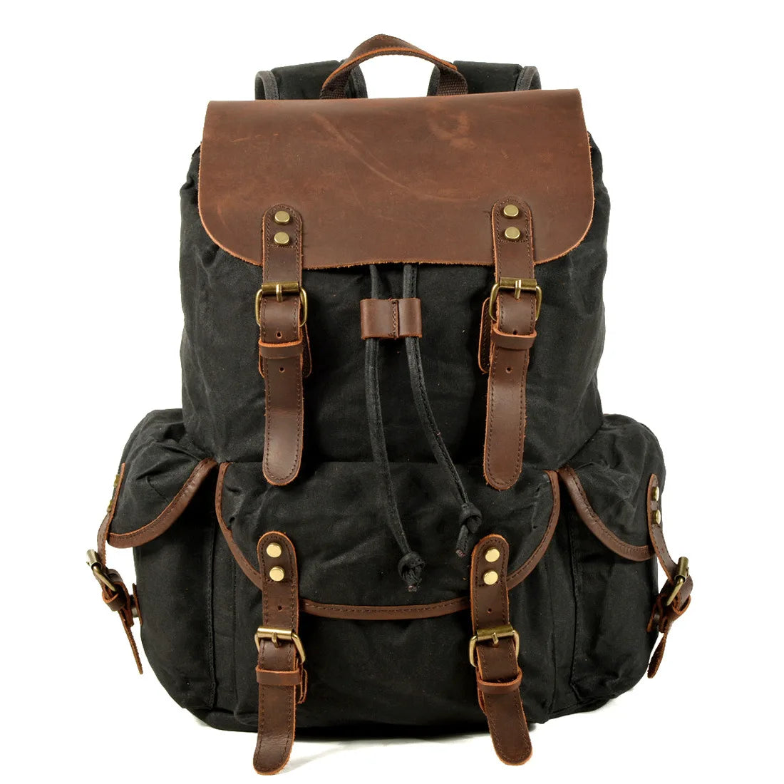 Vintage Batik Canvas Backpack Drawstring Men's Casual Bag Trend Travel Backpack Large Capacity Hiking Rucksack