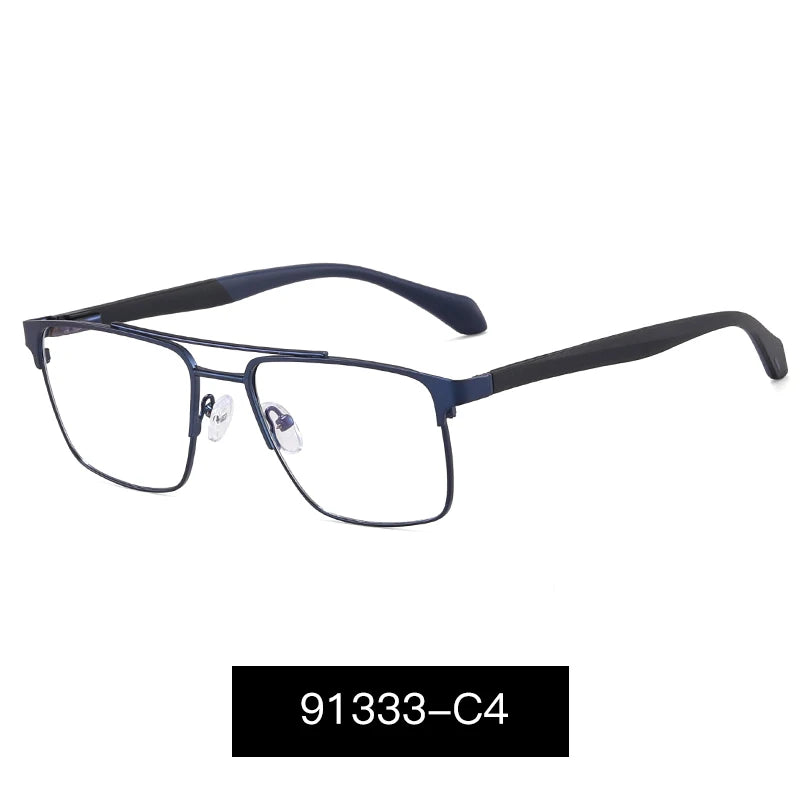 MS 91333 2024 New Men's Double Nose Bridge Eyeglasses Fashion Metal Square Optical Anti-Blue Light Custom Photochromic Frame