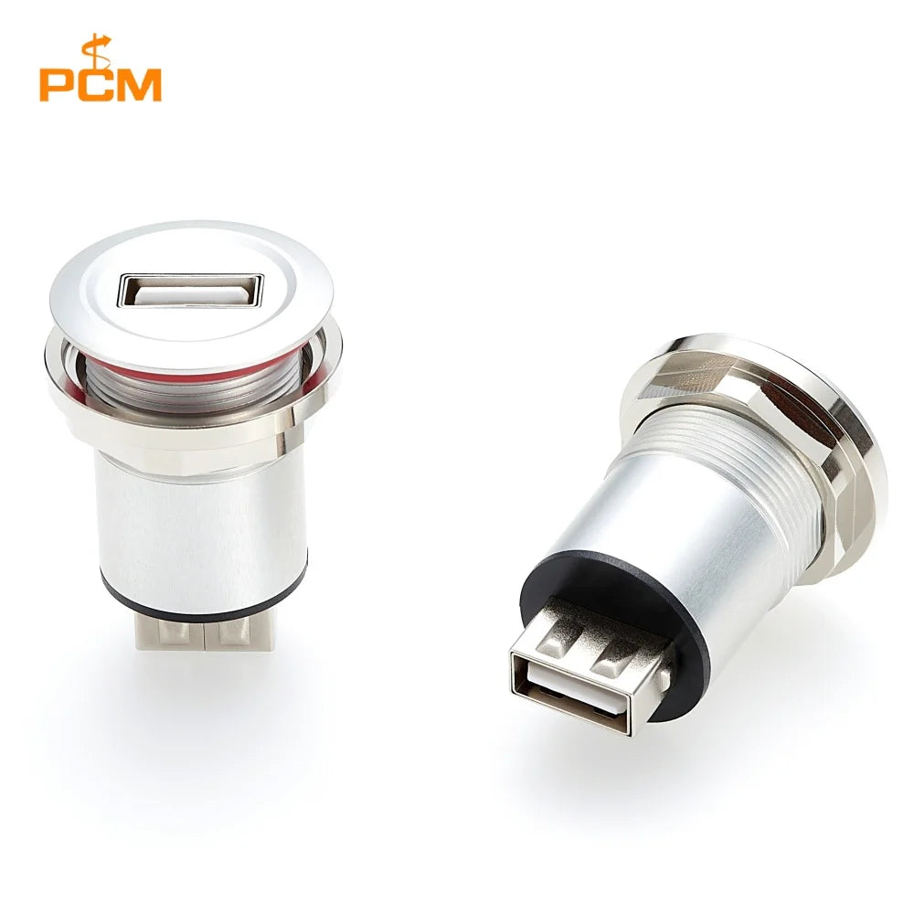Industrial Aluminum USB-A Female to Female USB Feedthru Round Panel Mount Coupler Socket for Cabinet Chassis Machine Equipment