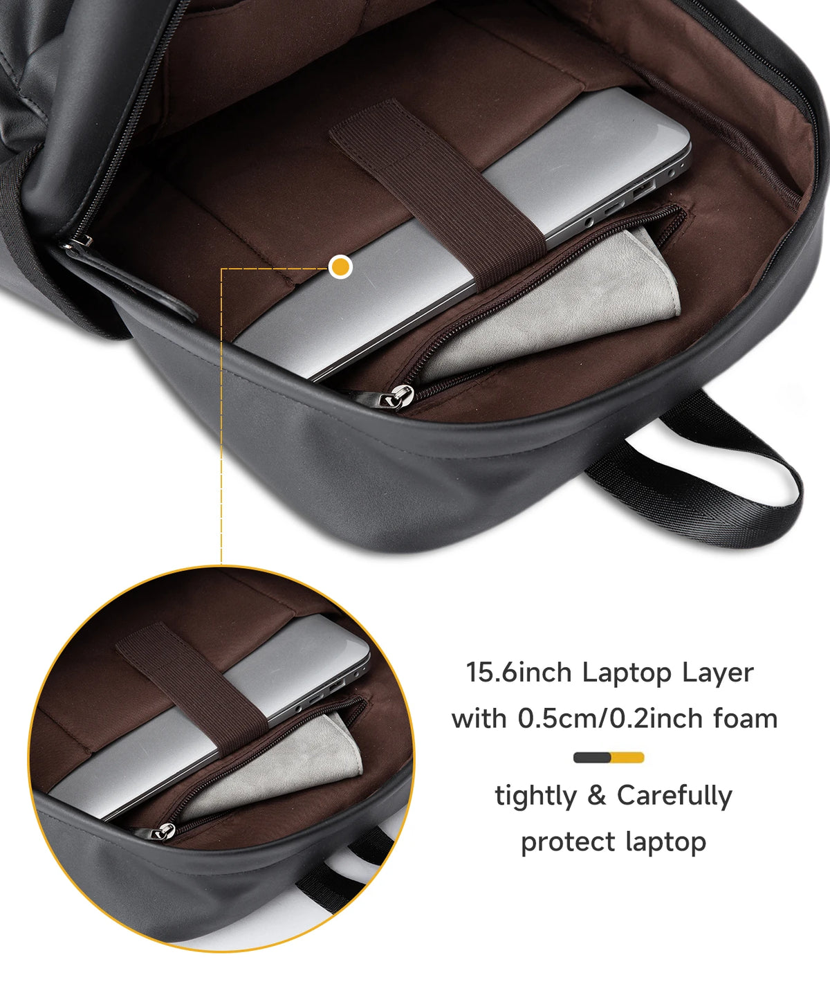 MOYYI PU Leather Bags for Men Backpack School Bag Business Leather Backpack