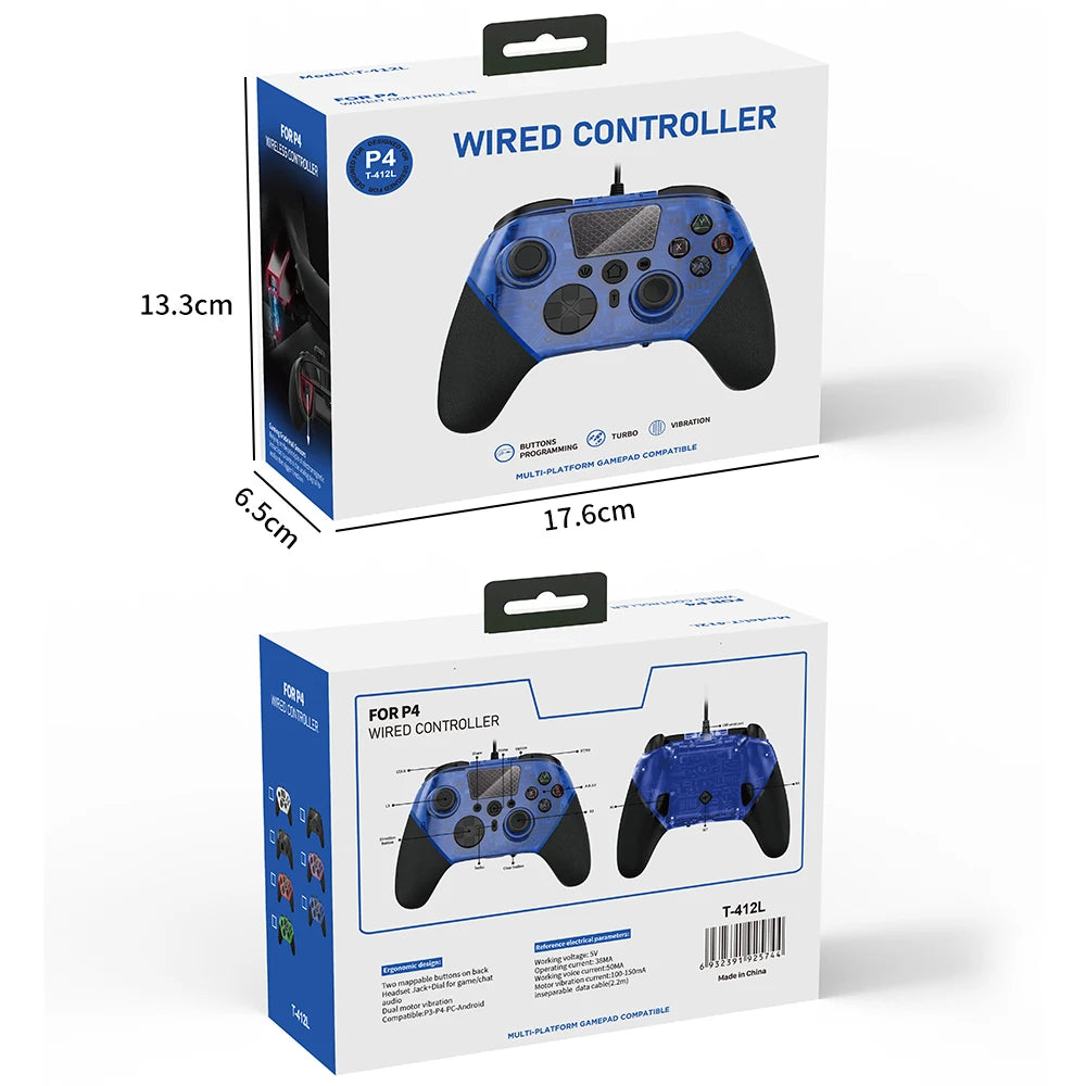 GPD OEM Wired Ergonomic Joystick Gaming Controller with Vibration for /P S 4 Slim Android/PC/Steam/TVBOX and Back Programming