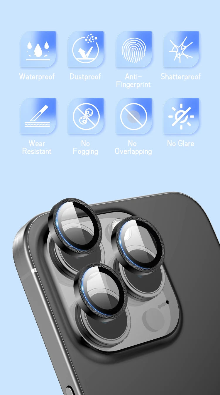 Waterproof HD Clear Tempered Glass Camera Lens Protector 9H Hardness Anti-Oil Anti-Fingerprint Grade AAA 3D Radian Mobile Phone