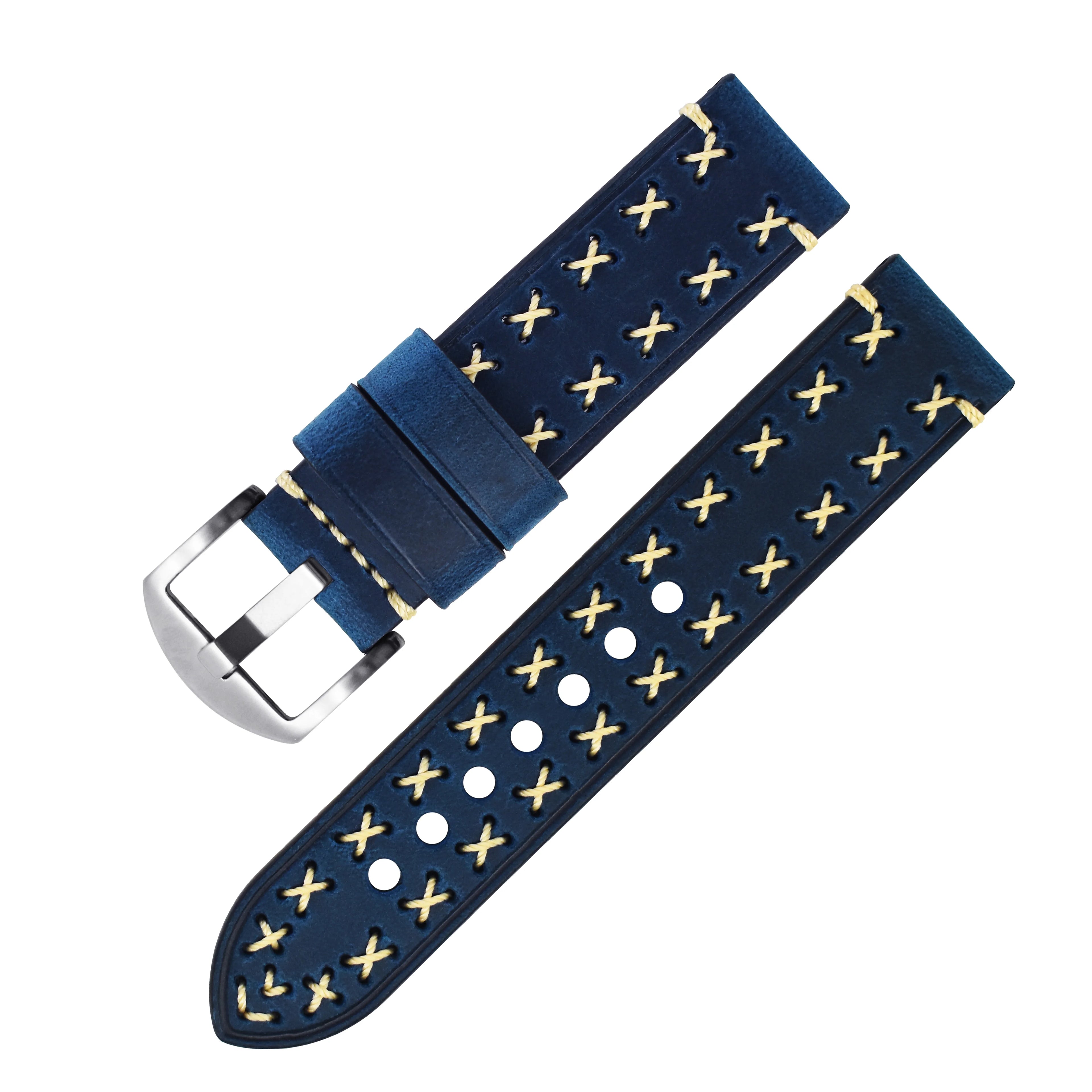 Unique Fashion 20mm 22mm 24mm 26mm Stainless Steel Buckle Genuine Leather Watch Strap Real Leather Watch Band Handmade