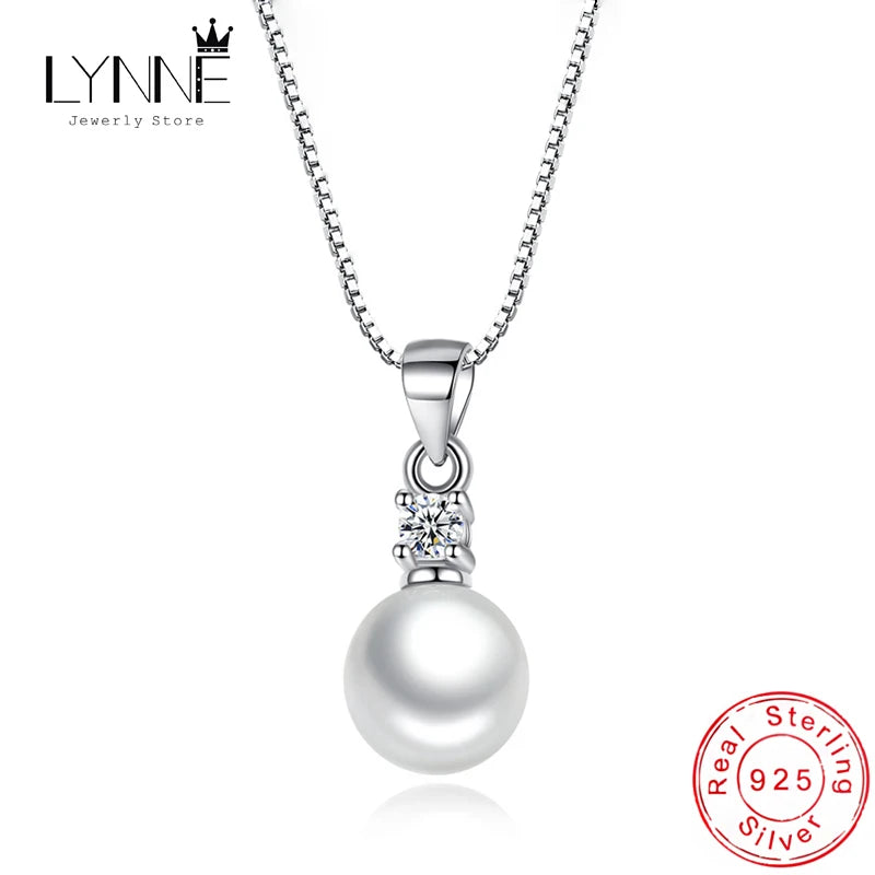 New 925 Sterling Silver Fine Women Jewelry Freshwater Pearl Zircon Pendant Necklaces 40 & 45+5cm Size Rhinestone Clavicle Choker