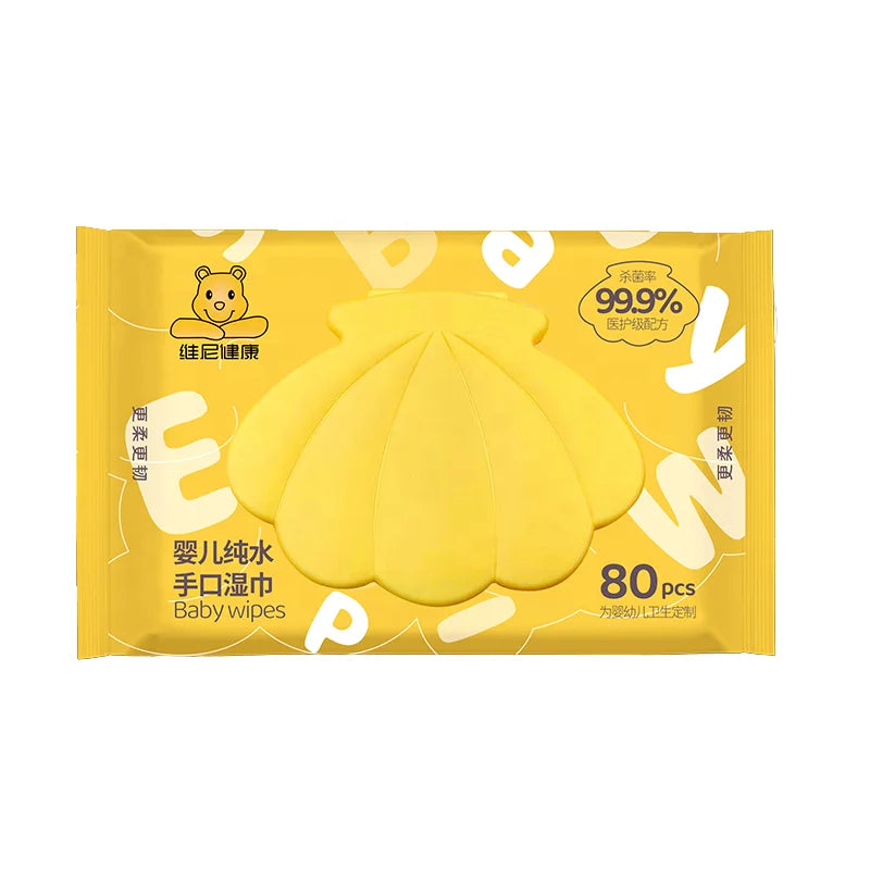 80 Count Disposable Kids Mouth Hand Baby Wet Wipes Biodegradable Organic Factory Direct Supply Hypoallergenic and Sensitive Skin