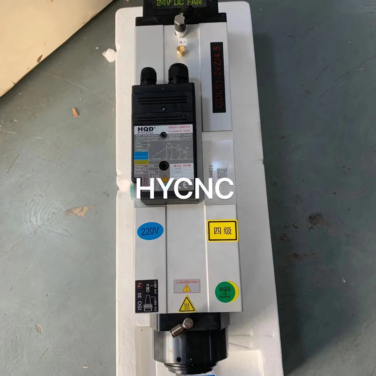 4.5 Kw Atc Spindle Iso30 Motor Bt30 4.5kw Air Cooling Gdl51-30-24z/4.5 Kw Hqd Cnc Router Using