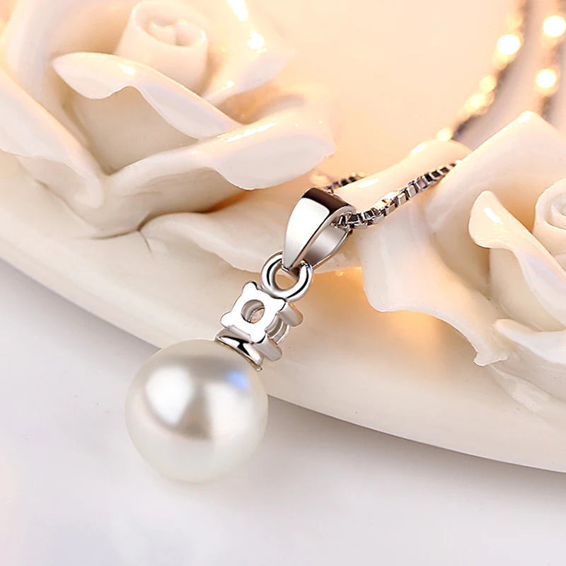 New 925 Sterling Silver Fine Women Jewelry Freshwater Pearl Zircon Pendant Necklaces 40 & 45+5cm Size Rhinestone Clavicle Choker