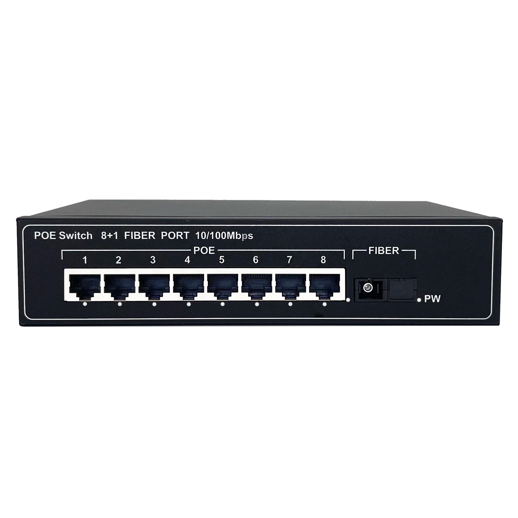 8+1 Port 10/100Mbps Unmanaged PoE Switch, 8 PoE Ports + 1 SC Fiber Uplink for CCTV NVR IP Camera