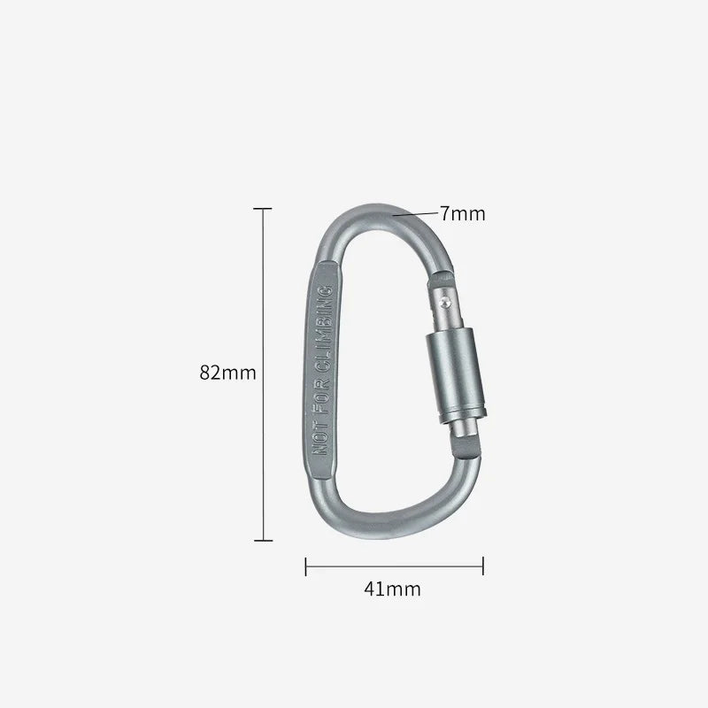 High Quality 8# Aluminum Alloy D-Shaped Carabiner Spring Snap Hook Keychain Clip Screw Locking for Outdoor Tours Camping Hiking