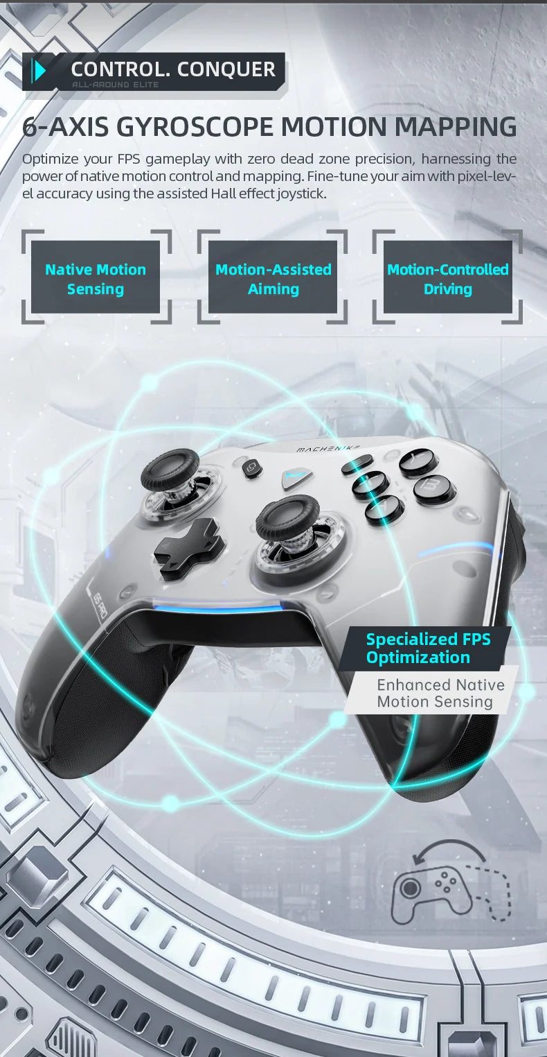 Machenike G5 Pro Hall-effect Gamepad Controller BT Wireless Wired Dual Modes Joysticks Controls for Switch Consoles/PC/TV