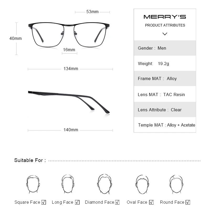 MERRYS DESIGN Men Titanium Alloy Glasses Frame Fashion Male Business Style Ultralight Eye Myopia Prescription Eyeglasses S2061