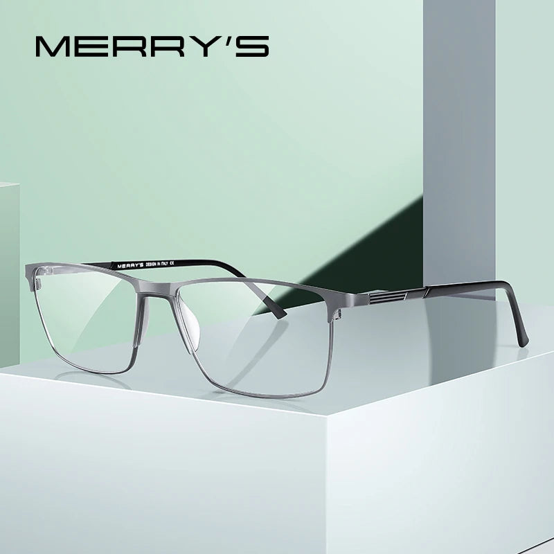 MERRYS DESIGN Men Titanium Alloy Glasses Frame Business Style Male Square Ultralight Eye Myopia Prescription Eyeglasses S2170