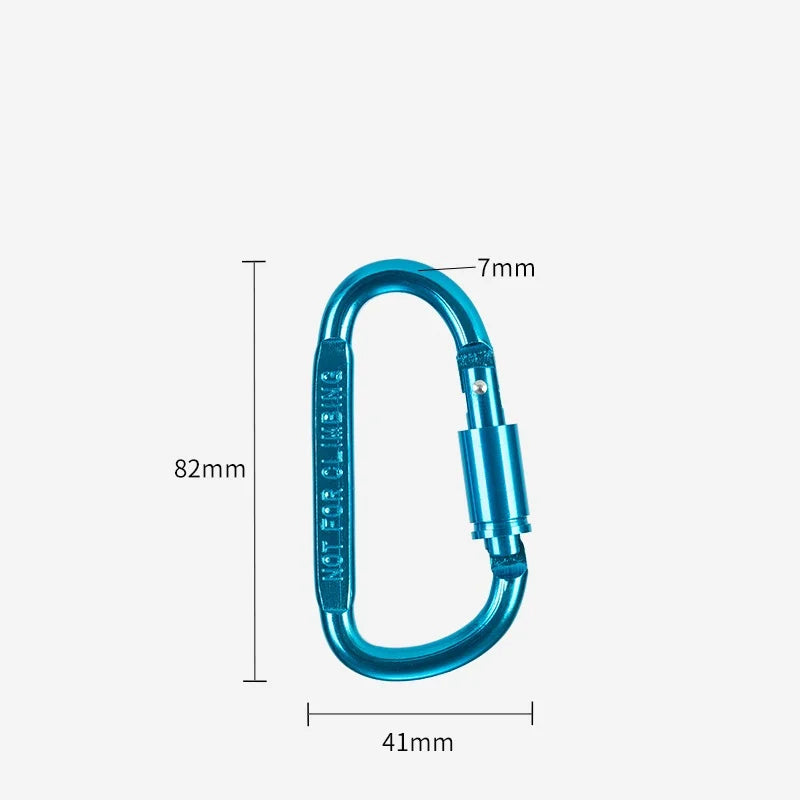 High Quality 8# Aluminum Alloy D-Shaped Carabiner Spring Snap Hook Keychain Clip Screw Locking for Outdoor Tours Camping Hiking